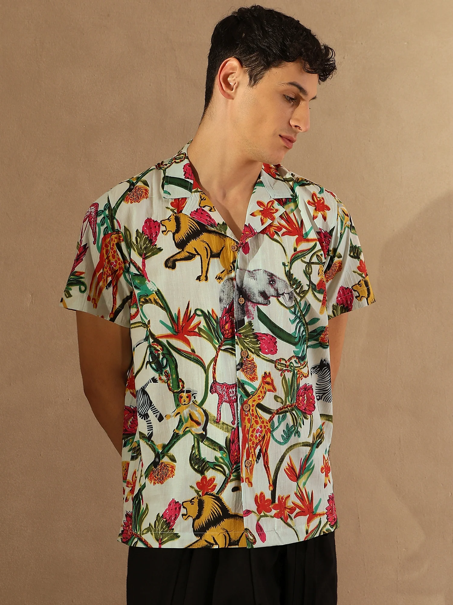White: Half Sleeves Block Printed Shirt