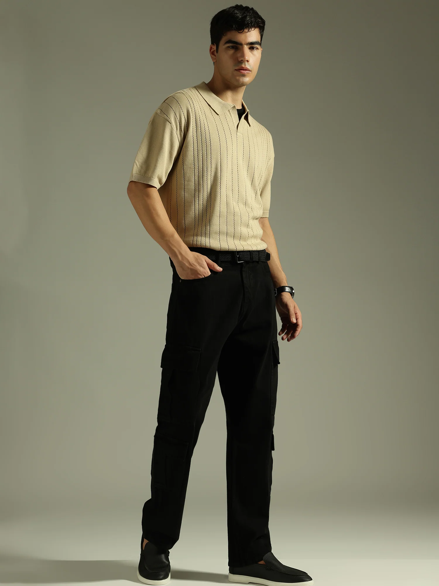 Black: Korean Baggy Cargo Jeans
