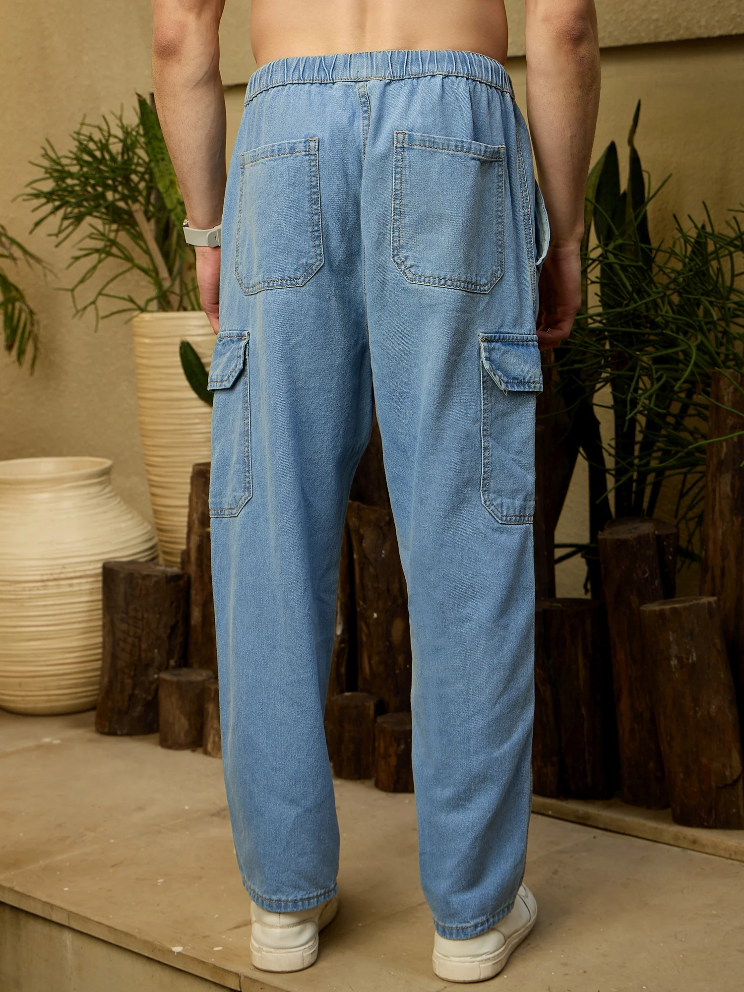 Light Blue: Korean Baggy Cargo Jeans