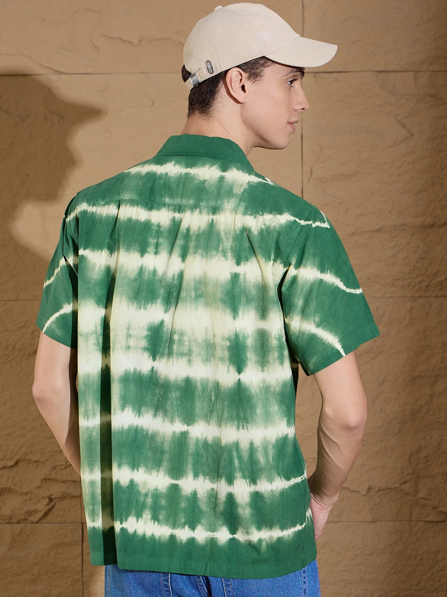 Green & Yellow: Half Sleeves Tie & Dye Shirt