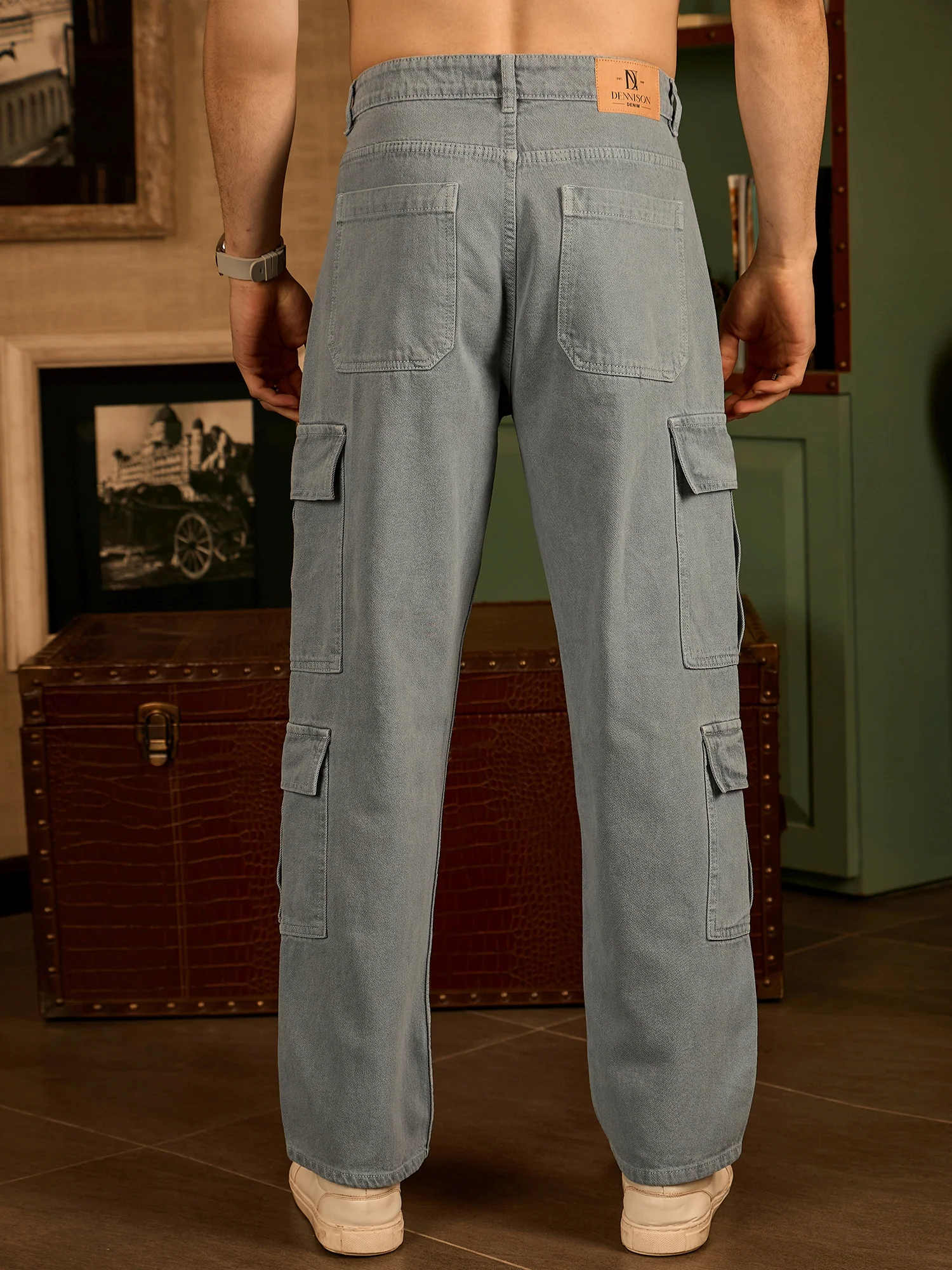 Grey: Korean Baggy Cargo Jeans