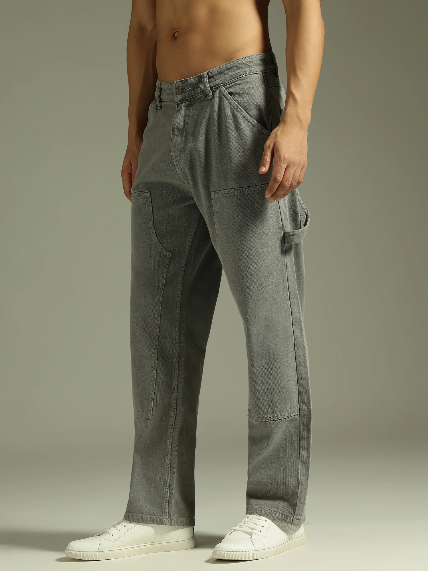 Grey:  Baggy Fit Carpenter Jeans