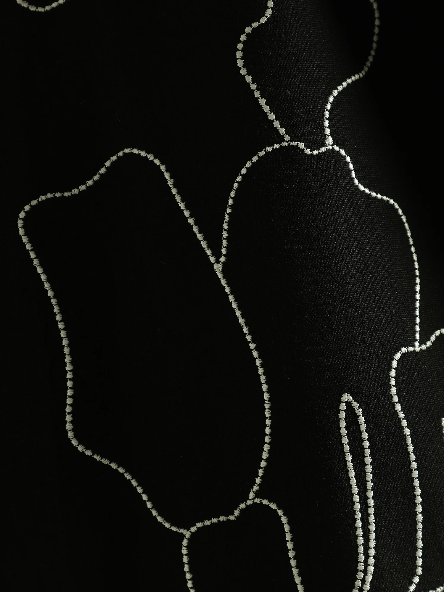 Black: Embroidered Drop Shoulder Oversized Shirt