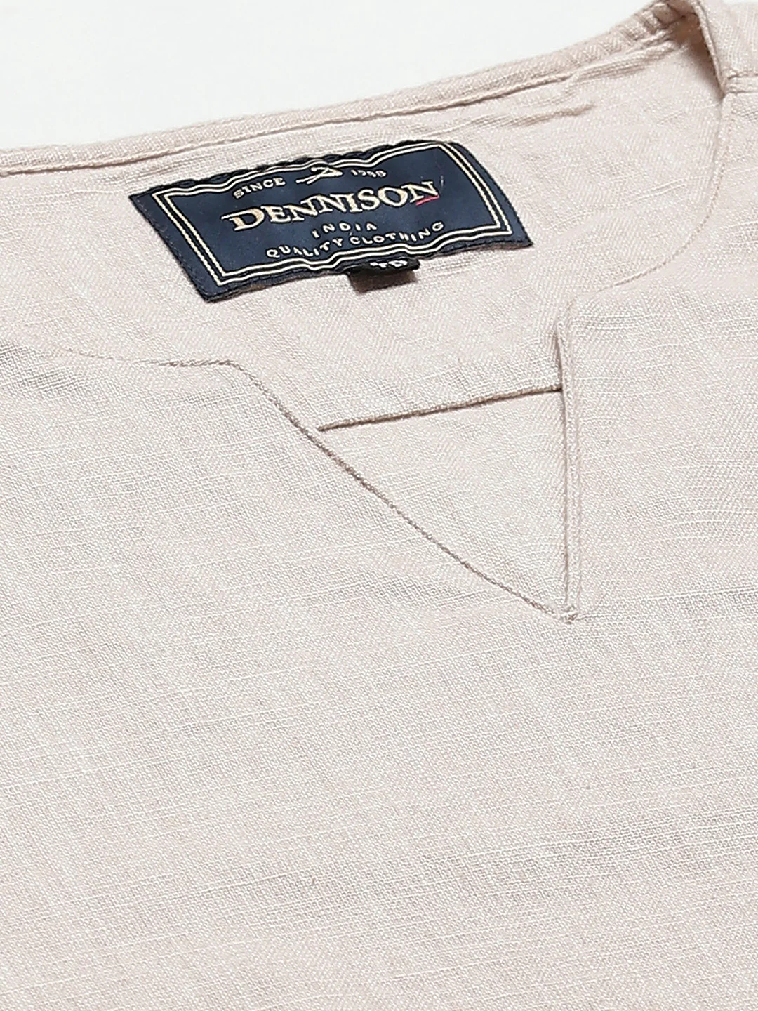 Beige: Comfort Fit Solid Shirt Style Kurta