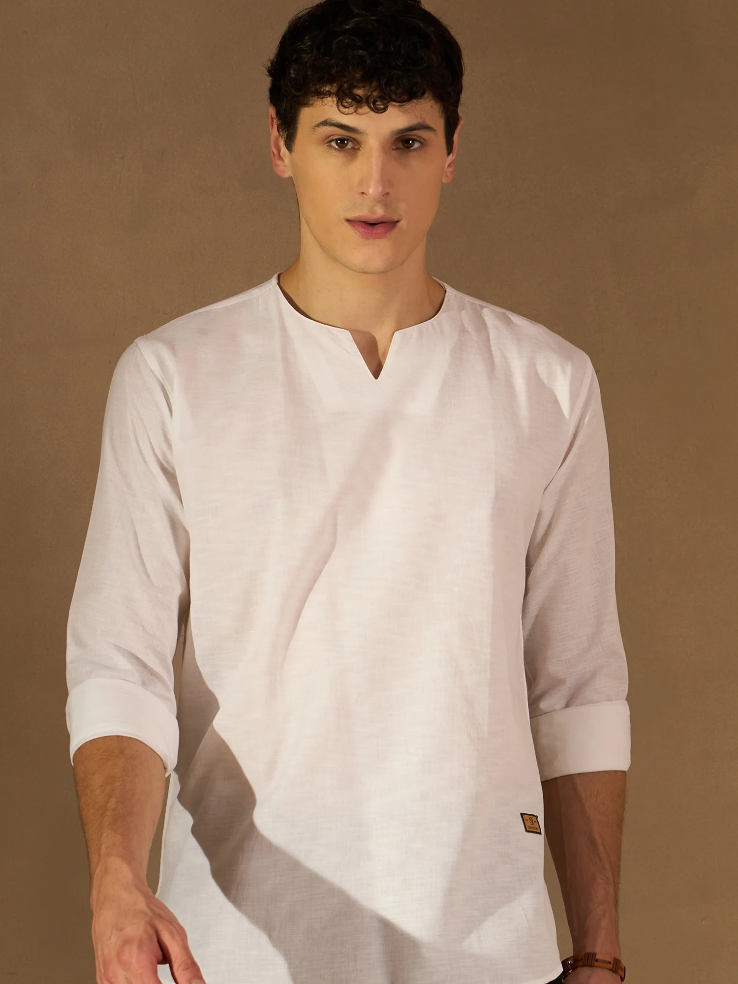 Men White Solid Kurta