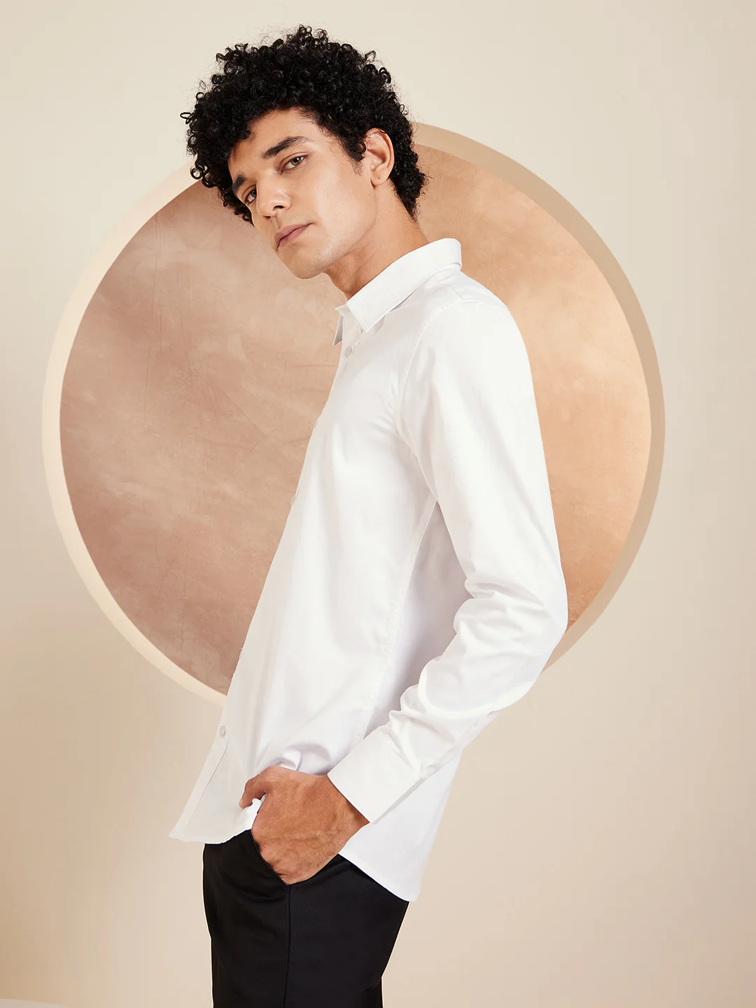 White: Full Sleeves Cotton Partywear Shirt