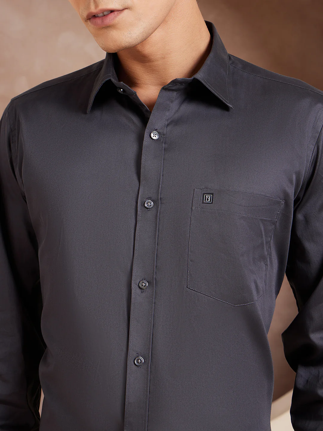 Dark Grey: Pure Cotton Formal Shirt