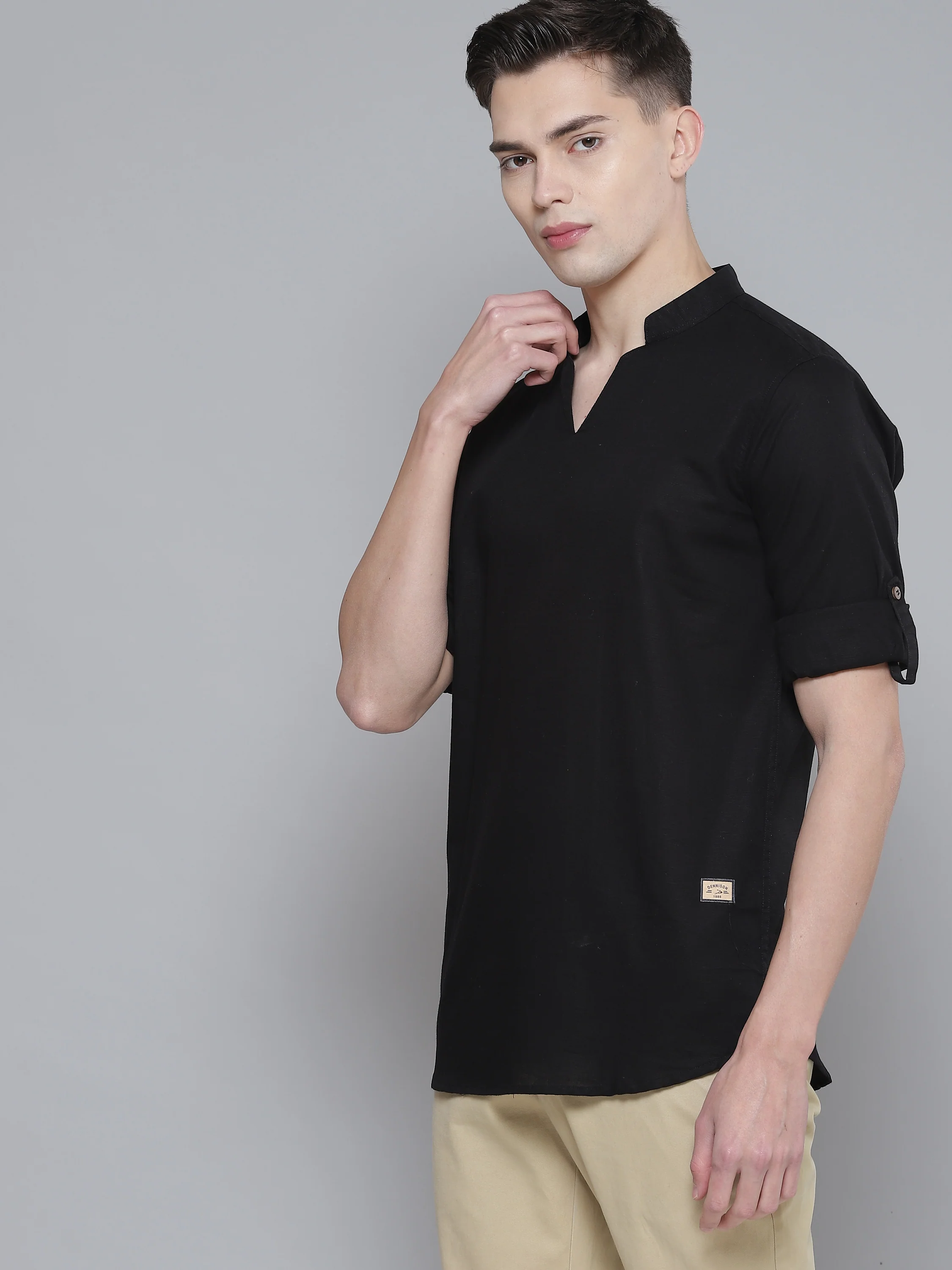 Men Black Comfort Fit Kurta