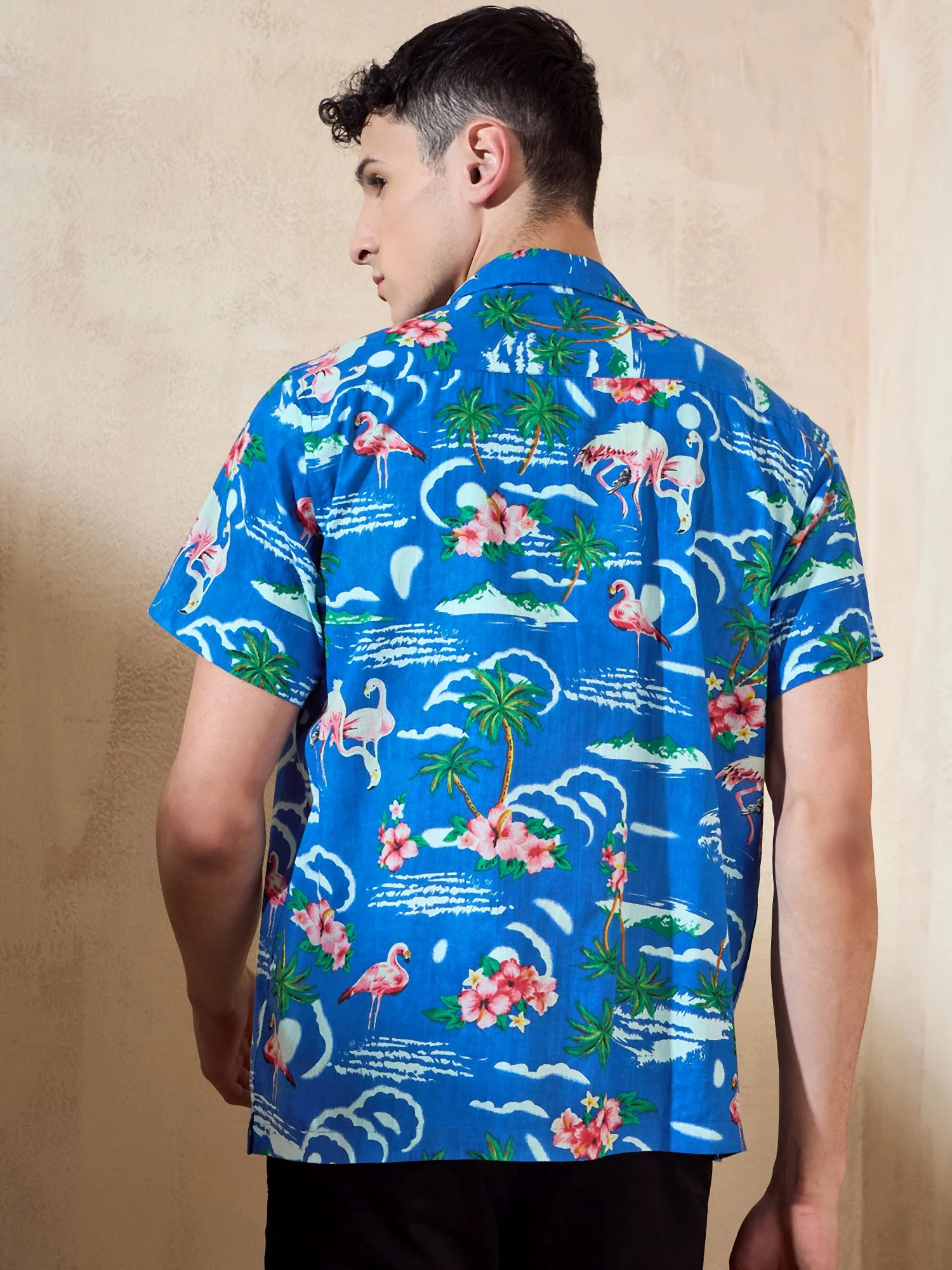 Blue: Half Sleeves Floral Printed Shirt