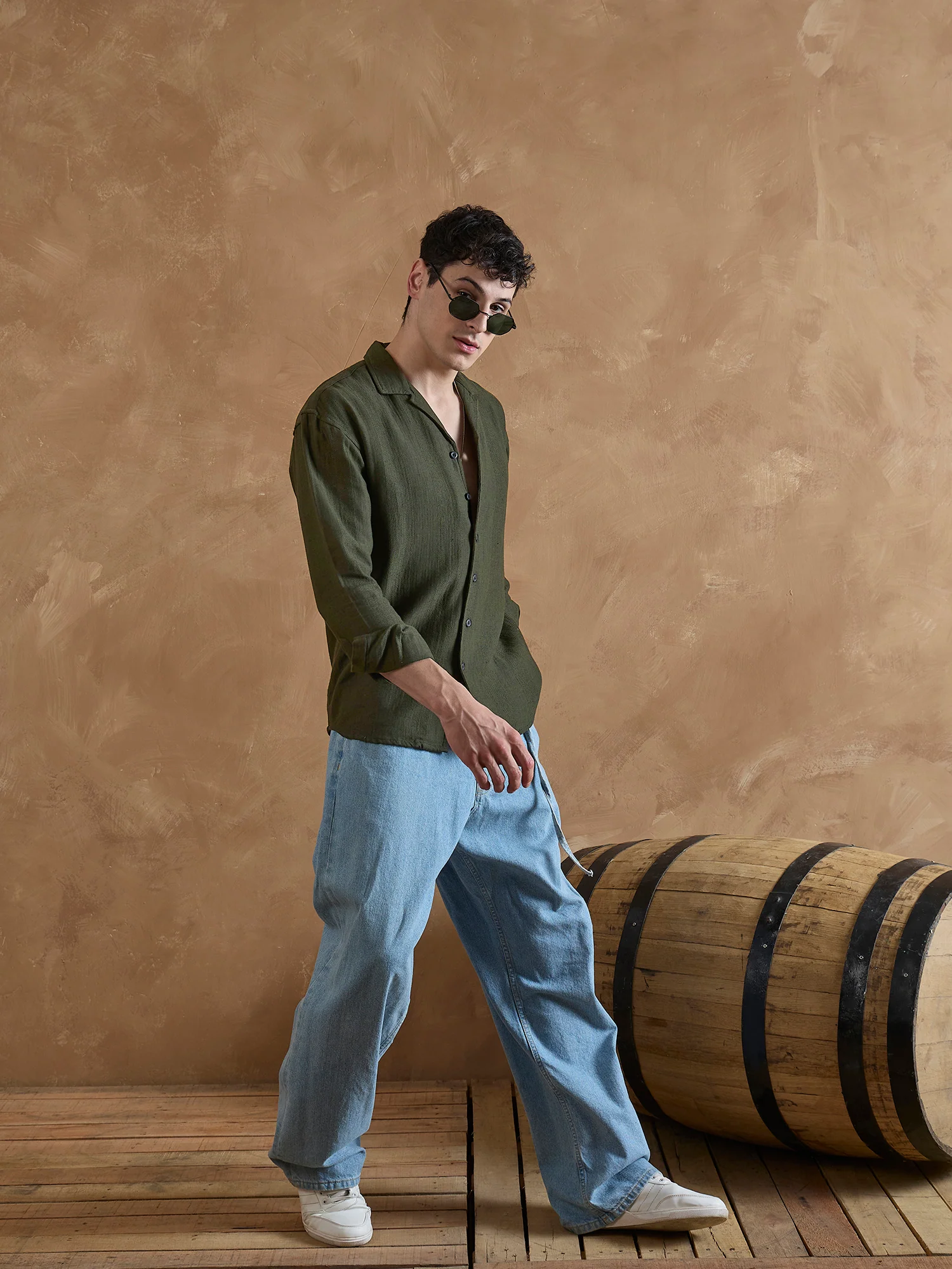 Olive: Full Sleeves Muslin Shirt