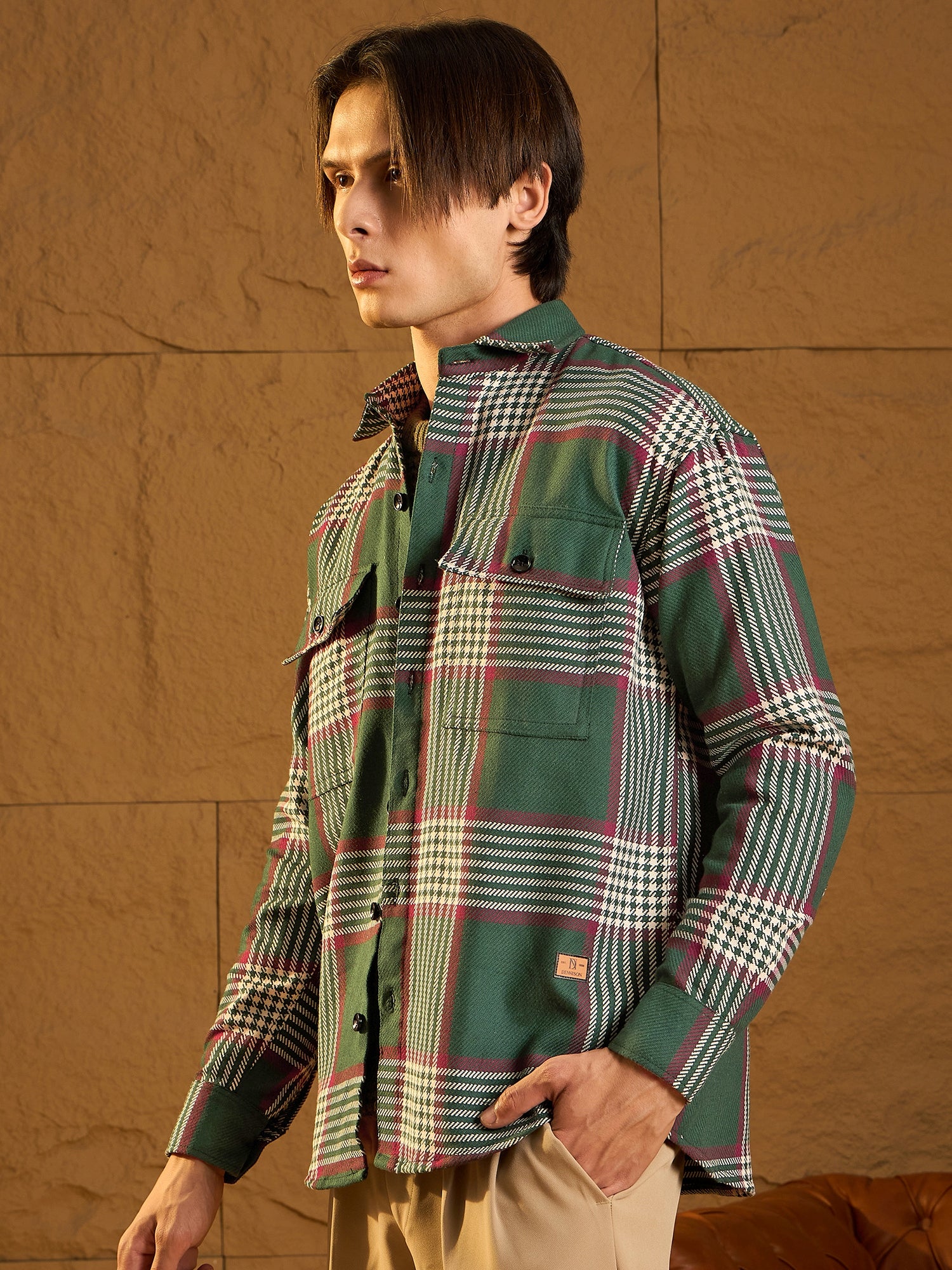 Green Cotton Oversized Shacket