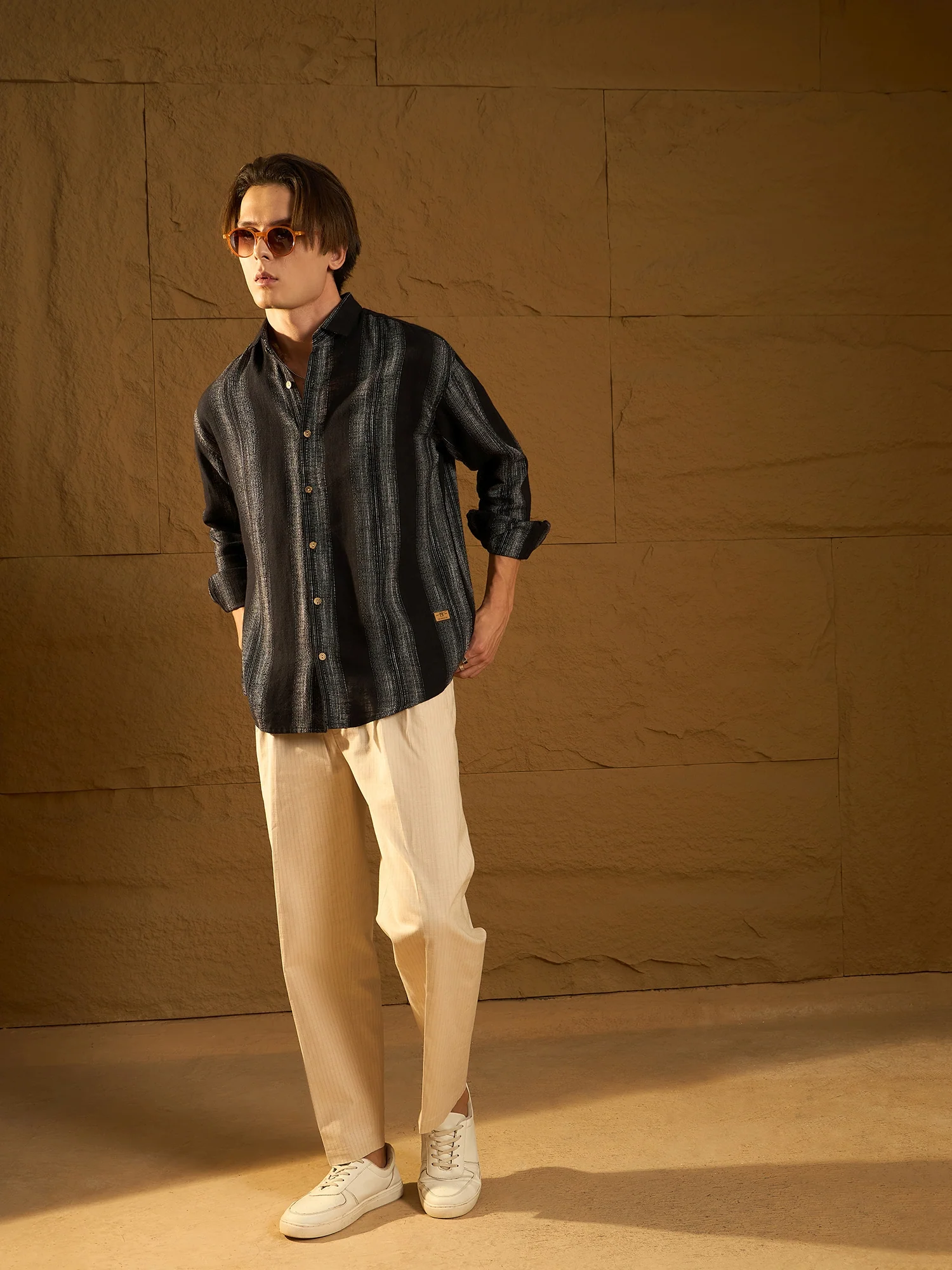 Black: Full Sleeves Stripetastic Shirt