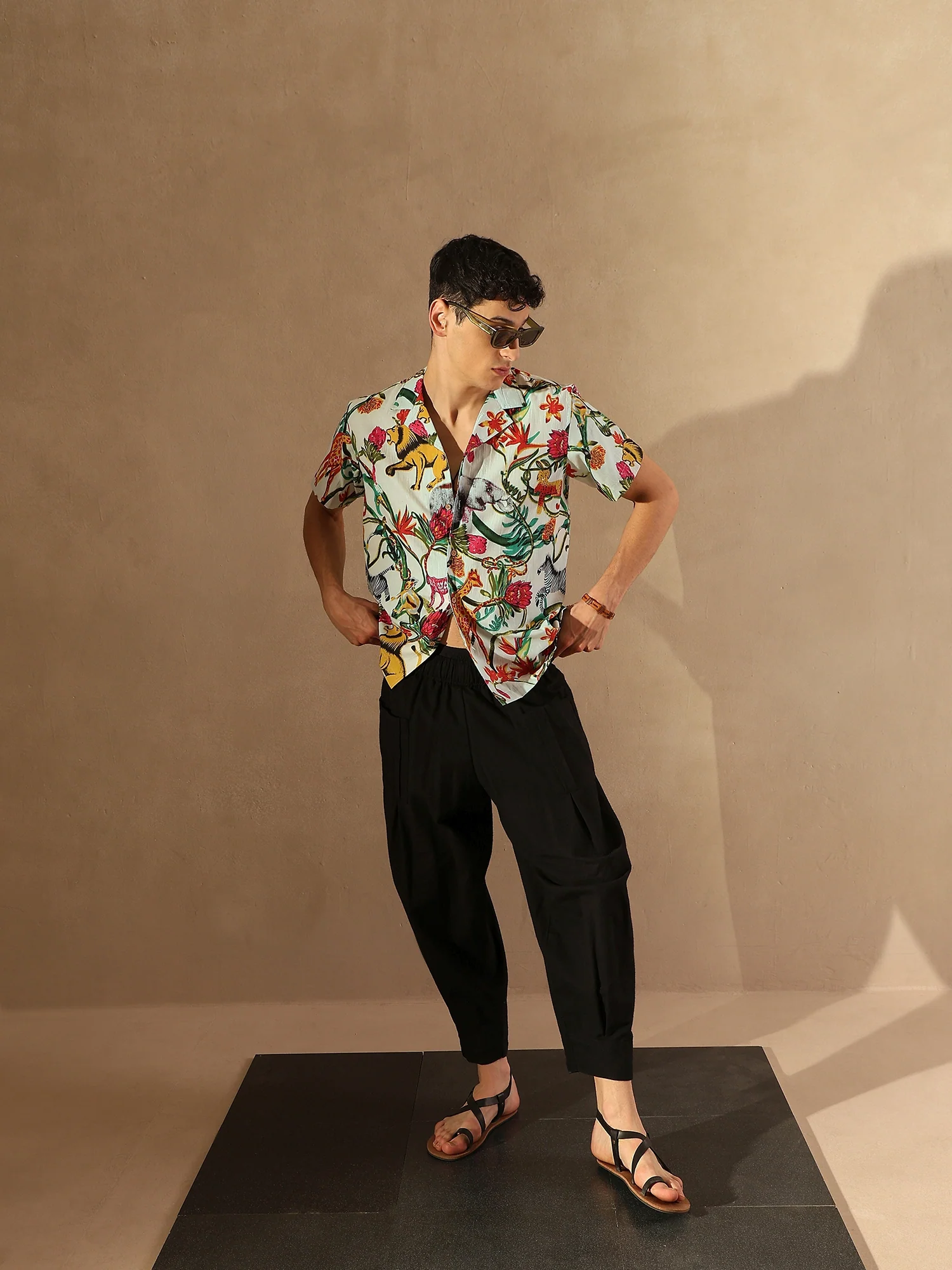 White: Half Sleeves Block Printed Shirt