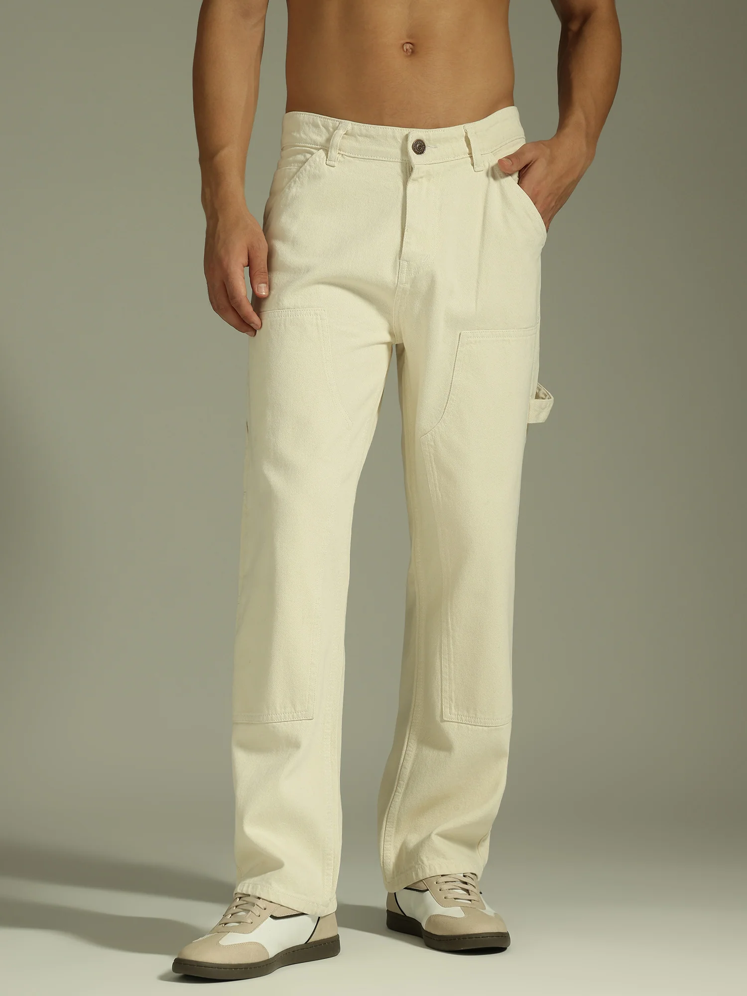 Off White: Baggy Fit Carpenter Jeans