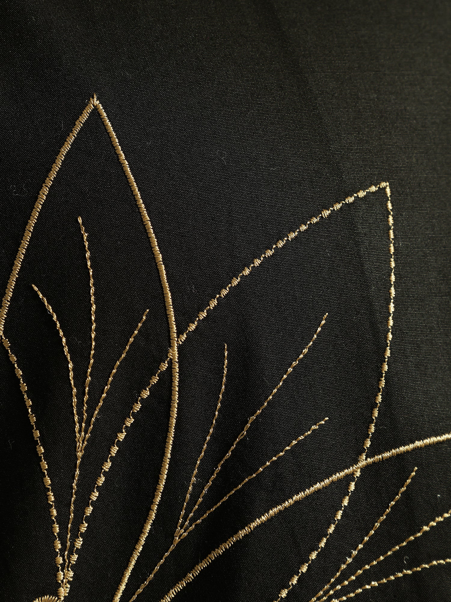 Black: Embroidered Drop Shoulder Oversized Shirt