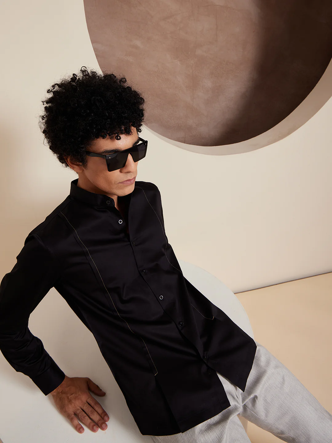Black: Full Sleeves Clubwear Shirt