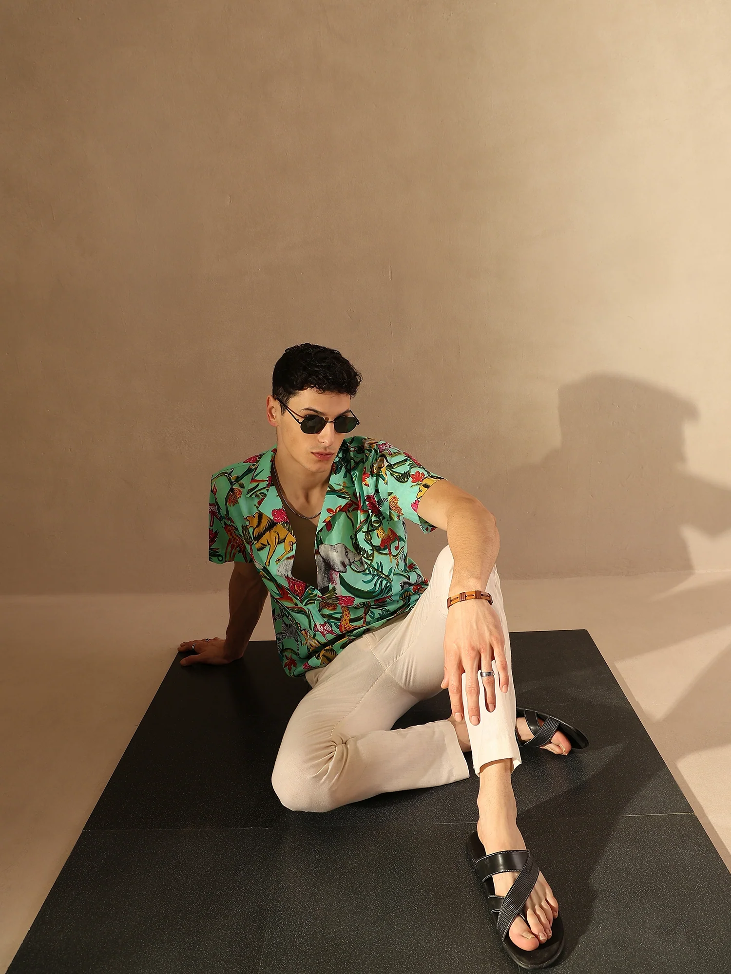 Light Green: Half Sleeves Block Printed Shirt