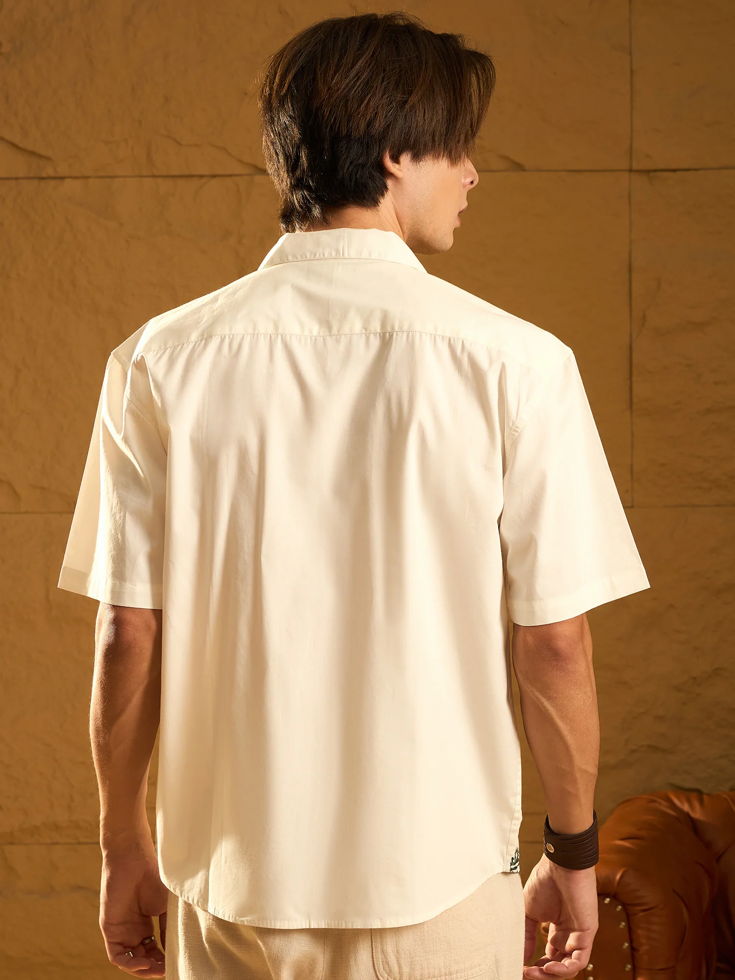 White : Half Sleeves Embroidery Shirt