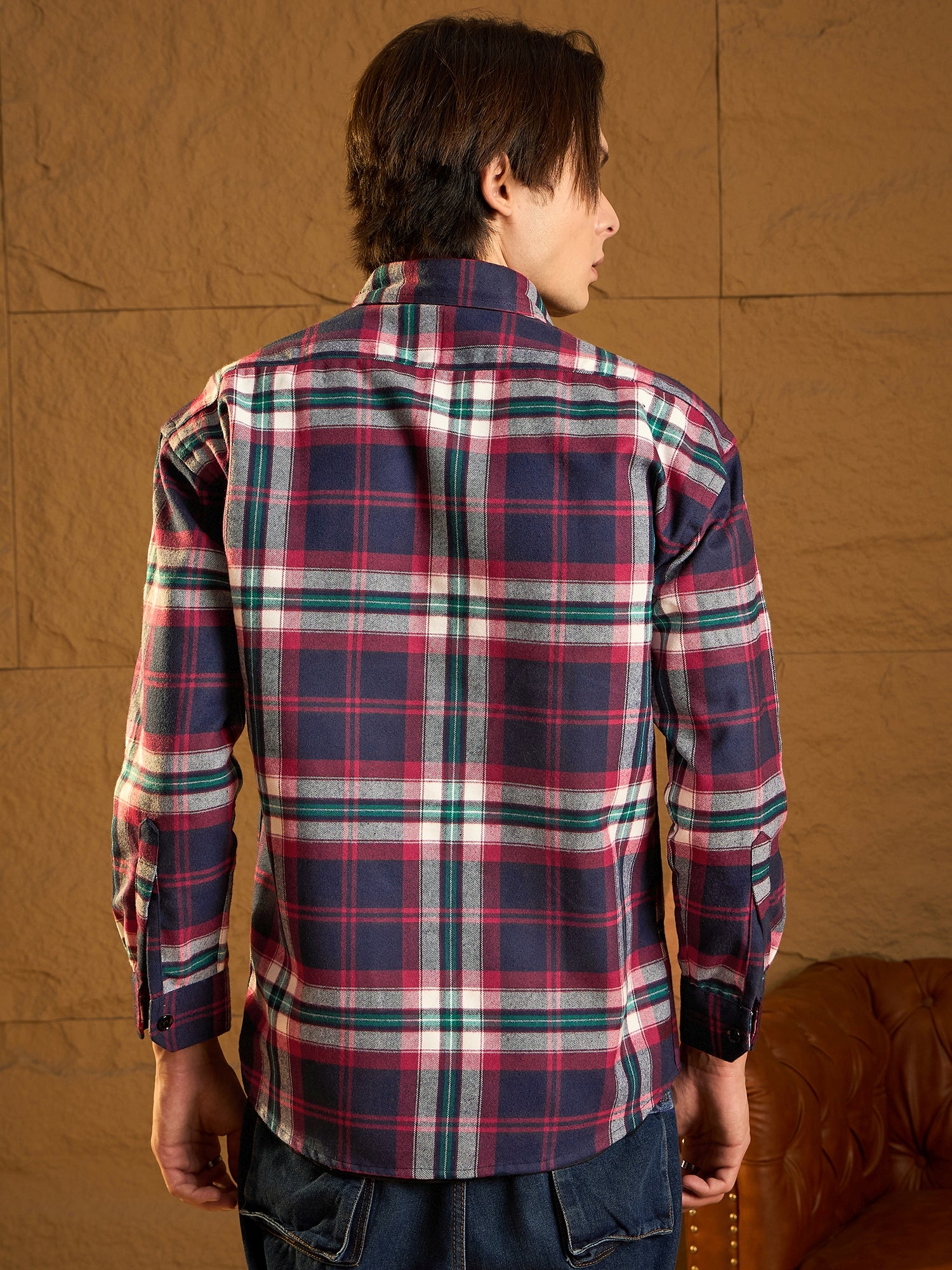 Red Double Pocket Oversized Shackets