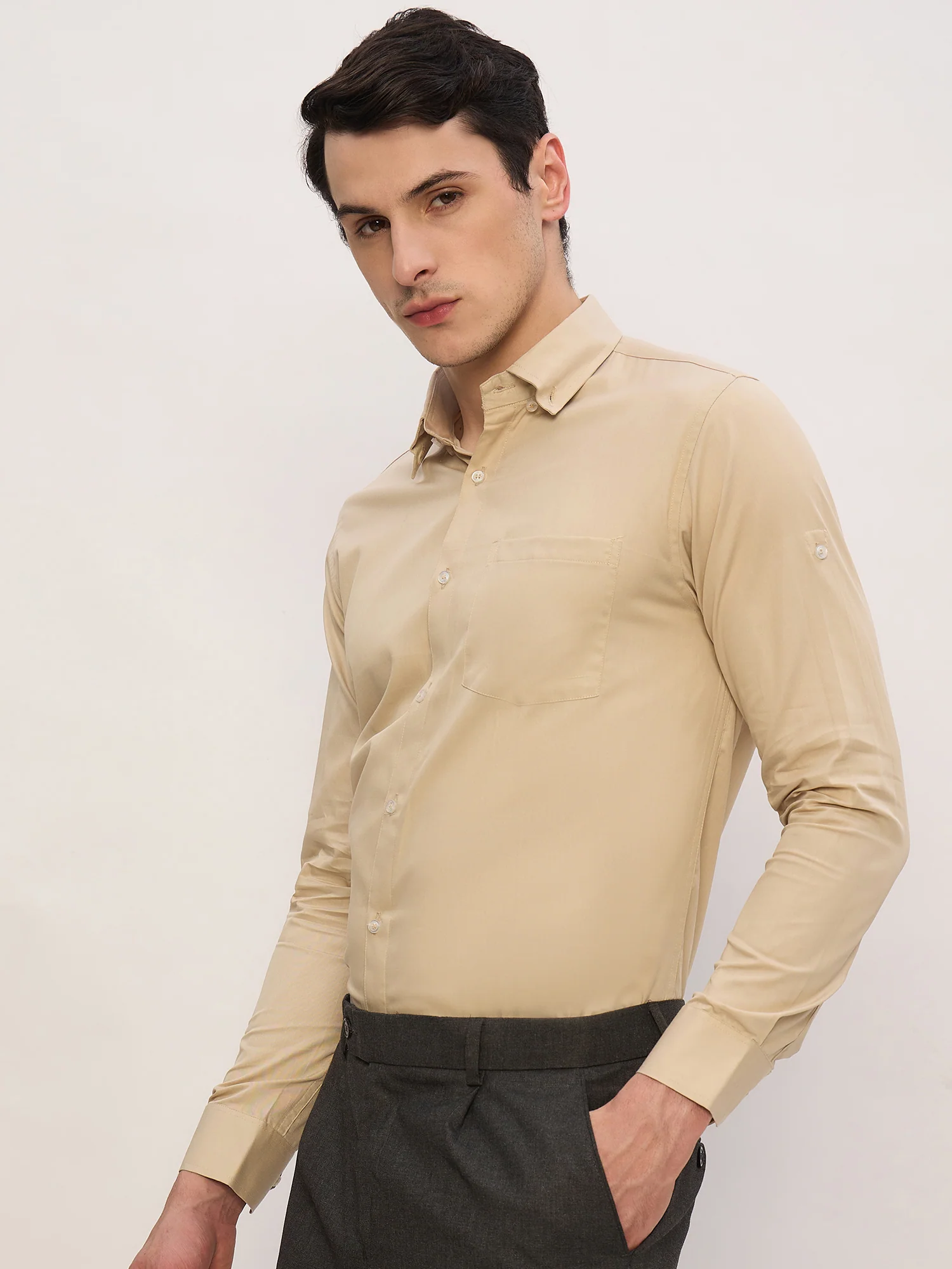 Beige: Full Sleeves Water Repellent Shirt