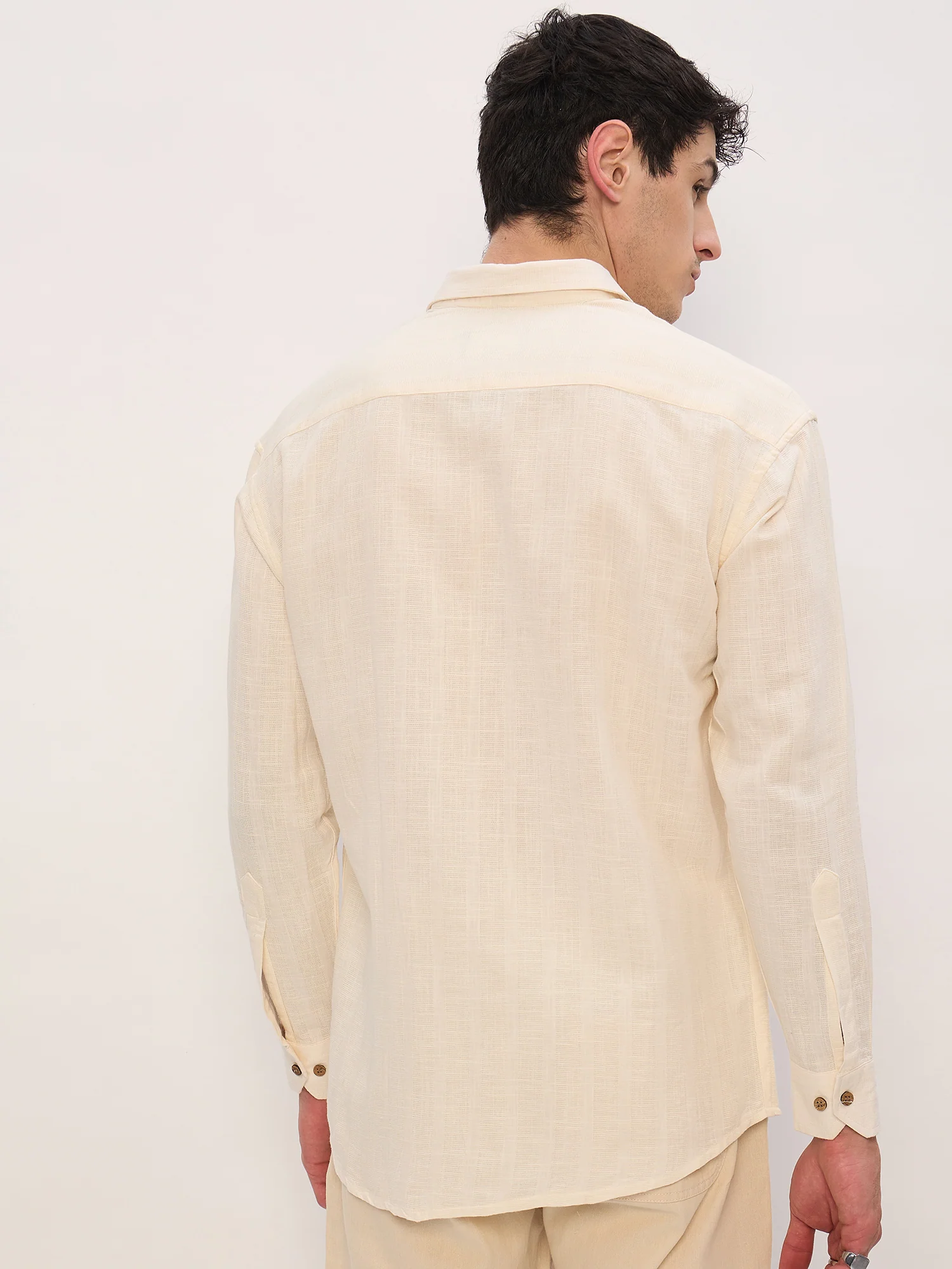 Beige: Self Design Shirt