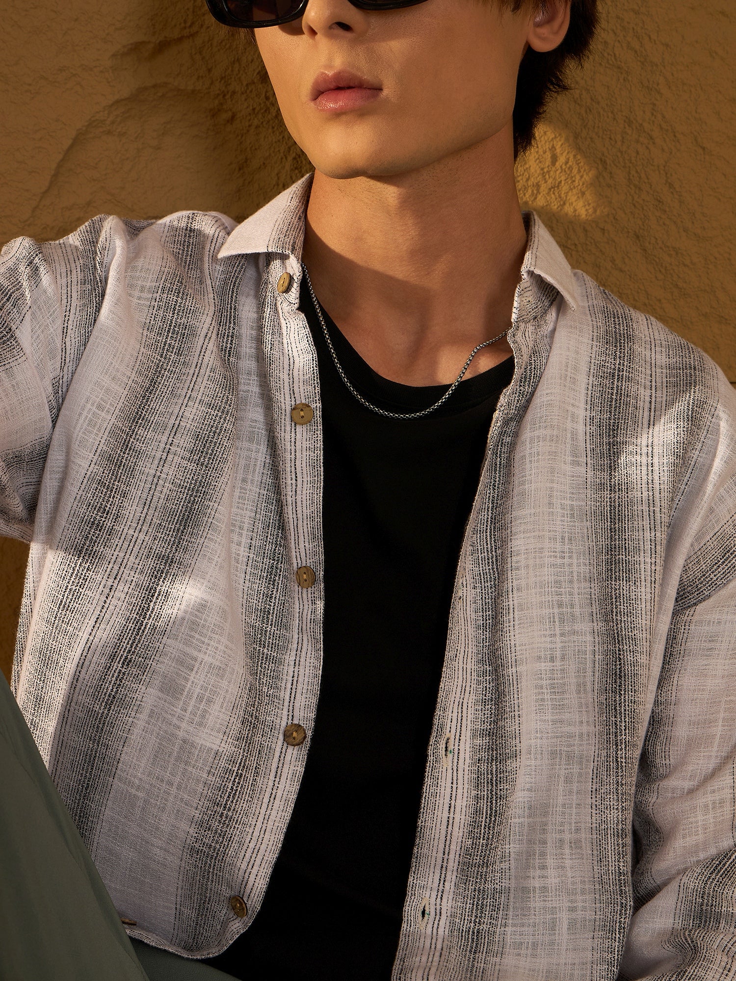 White: Full Sleeves Checked Casual Shirt