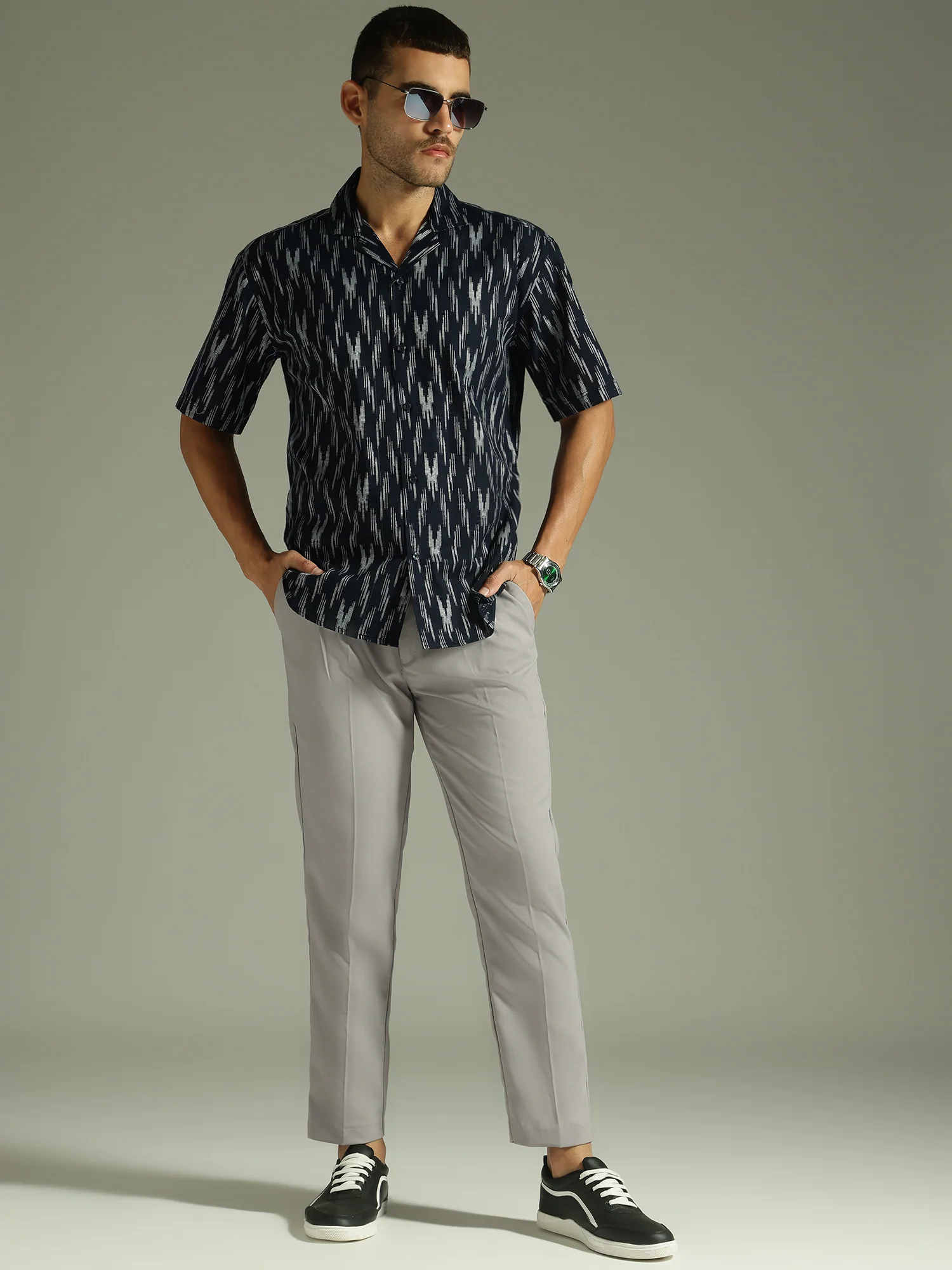 Light Grey: Adjustable Fastening Neopolitan Trouser