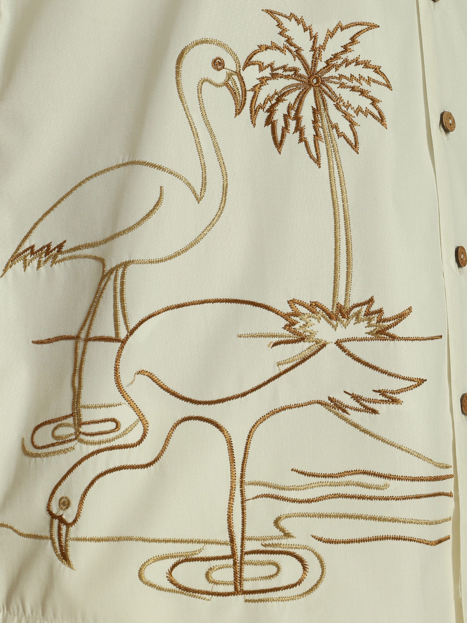 White & Brown: Embroidered Drop Shoulder Oversized Shirt