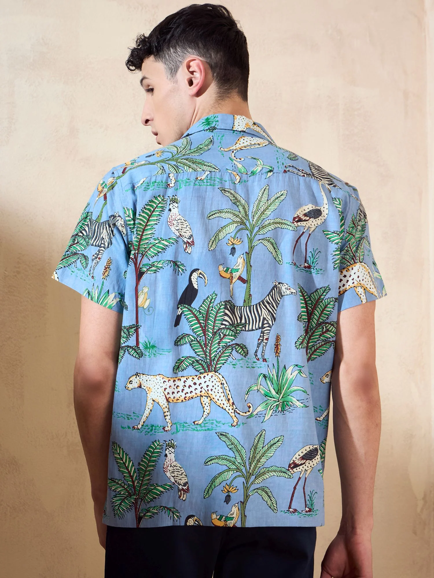 Sky Blue: Half Sleeves Printed Shirt