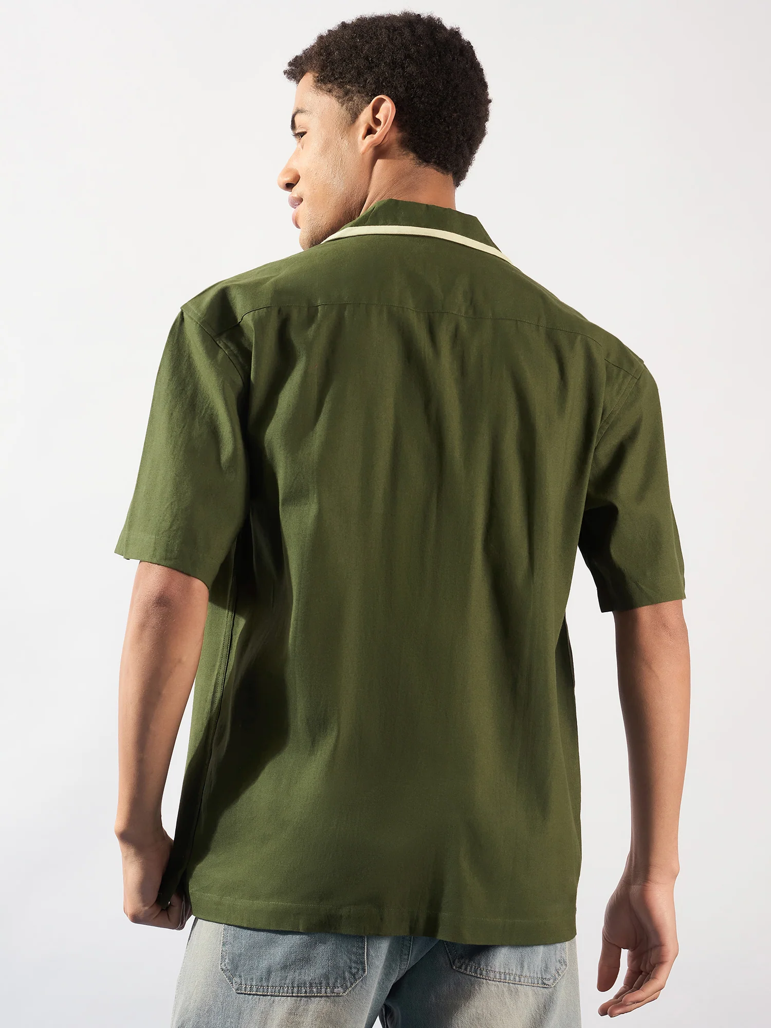Olive & Cream: Double Pocket Oversized Cotton Shirt