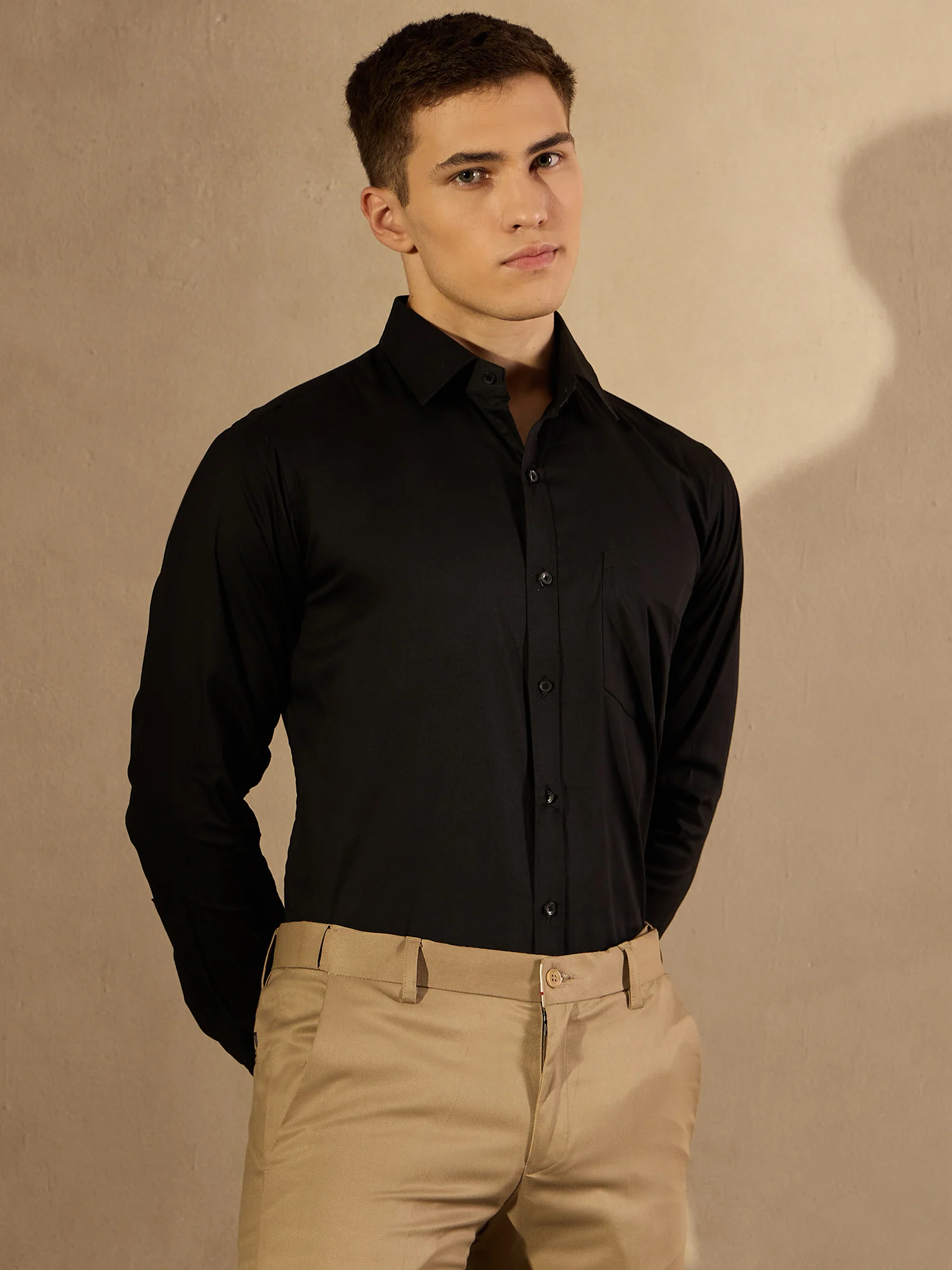 Black: Pure Cotton Formal Shirt