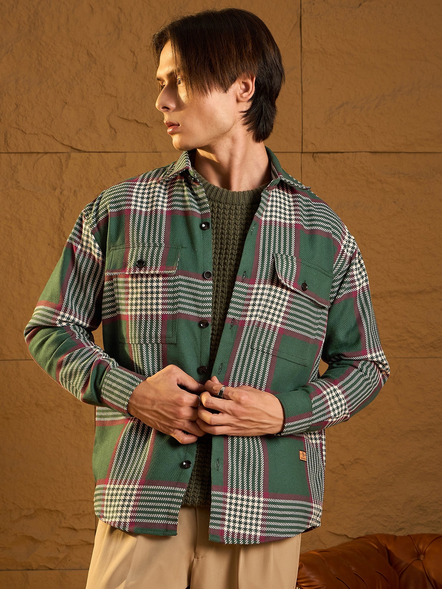 Green Cotton Oversized Shacket