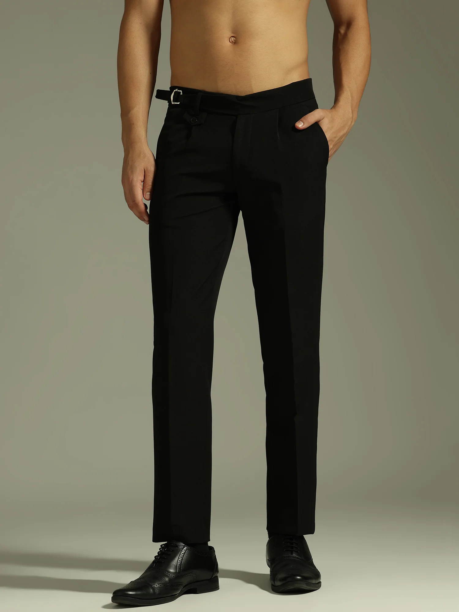 Black: Adjustable Fastening Gurkha Trouser