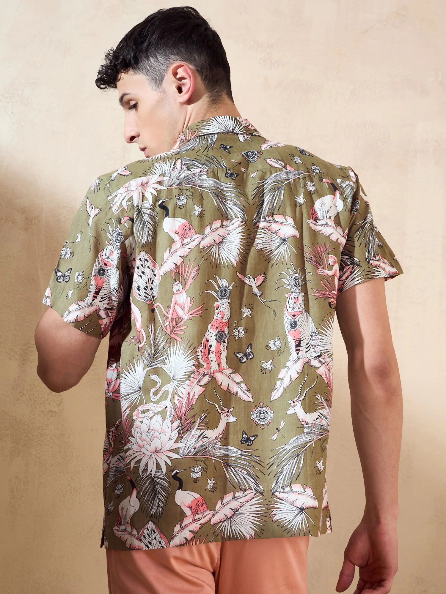 Green: Half Sleeves Oversized Printed Shirt