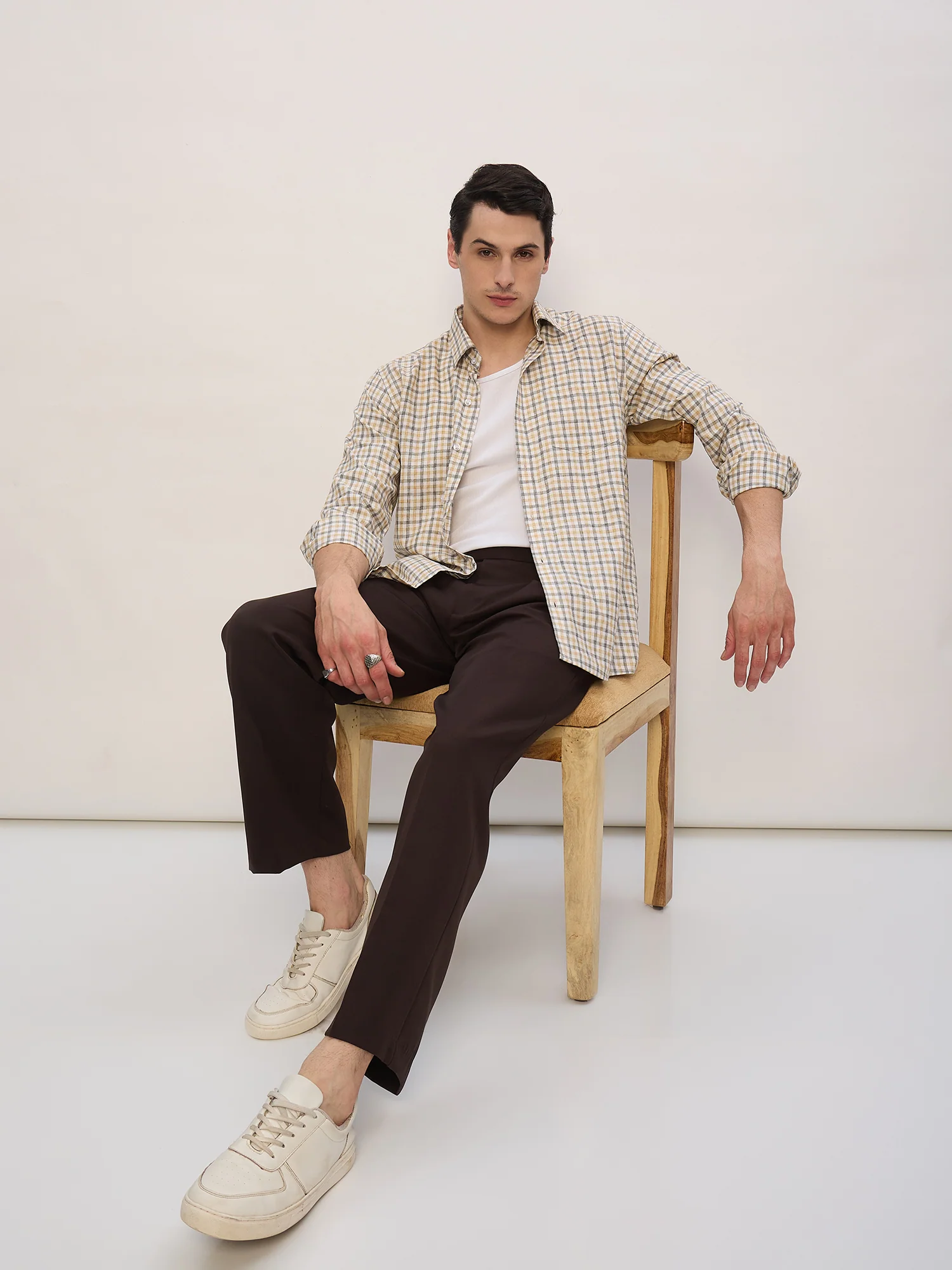 Brown: Korean Double pleated Baggy Fit Trouser
