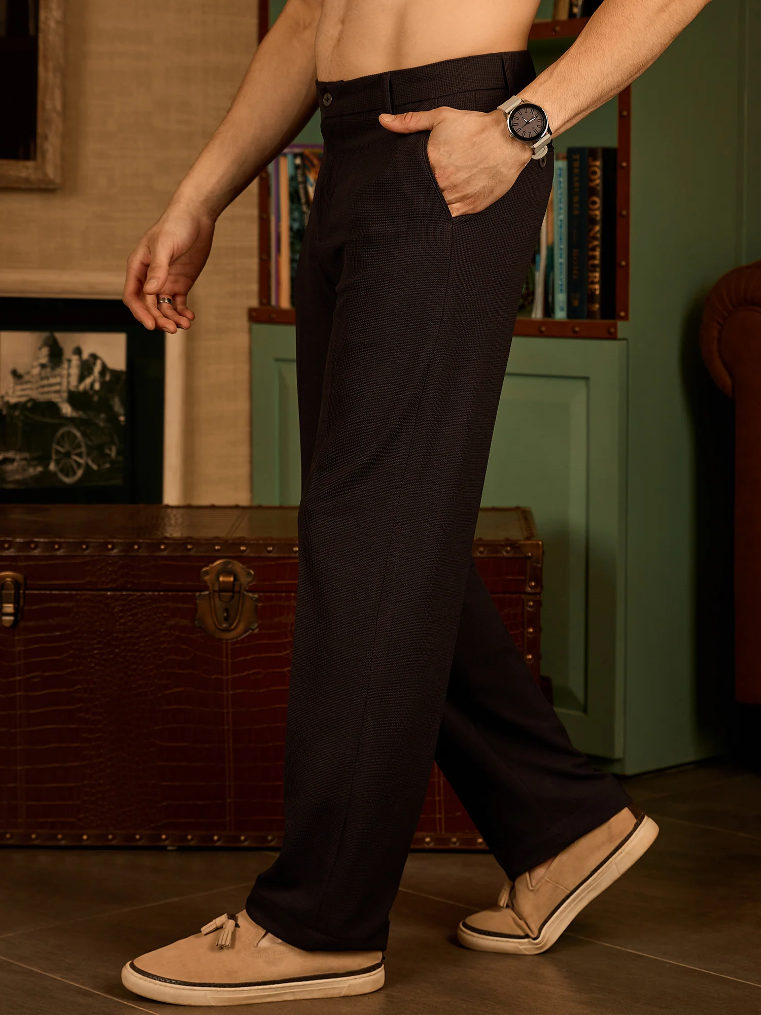 Dark Purple: Korean Baggy Fit Stretchable Trouser
