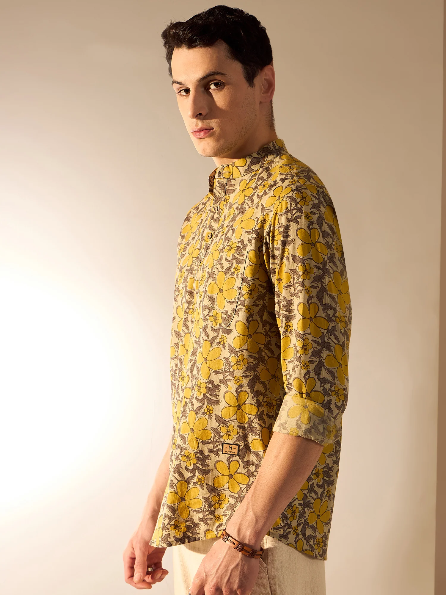Cream & Yellow: Hand Block Sustainable Short Kurta