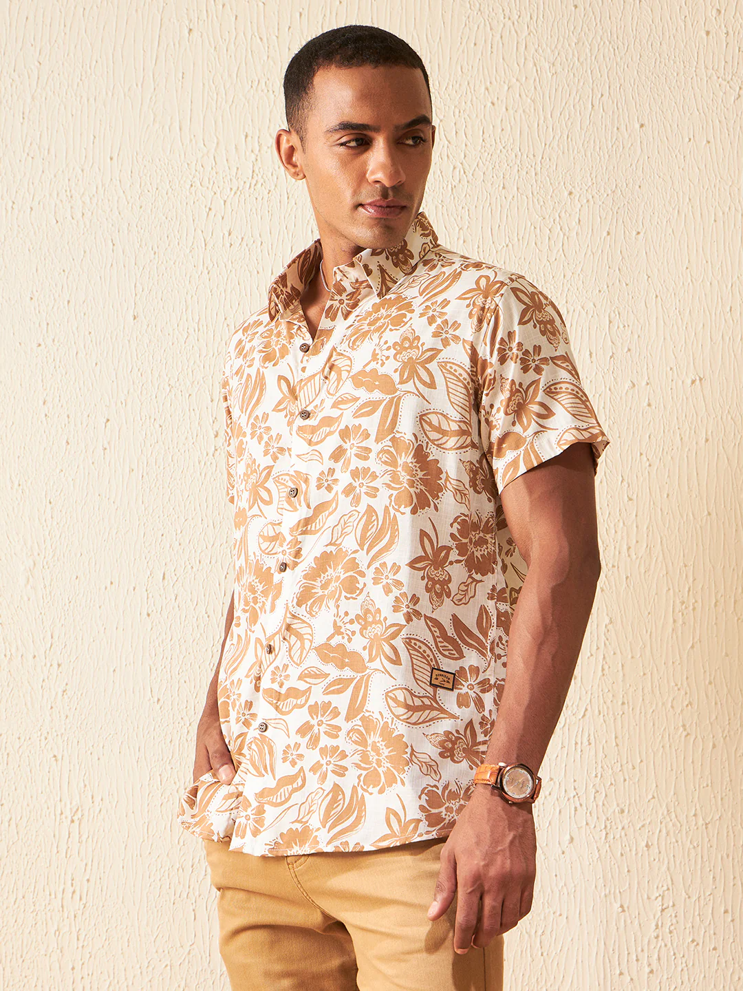 White: Half Sleeves Block Printed Shirt