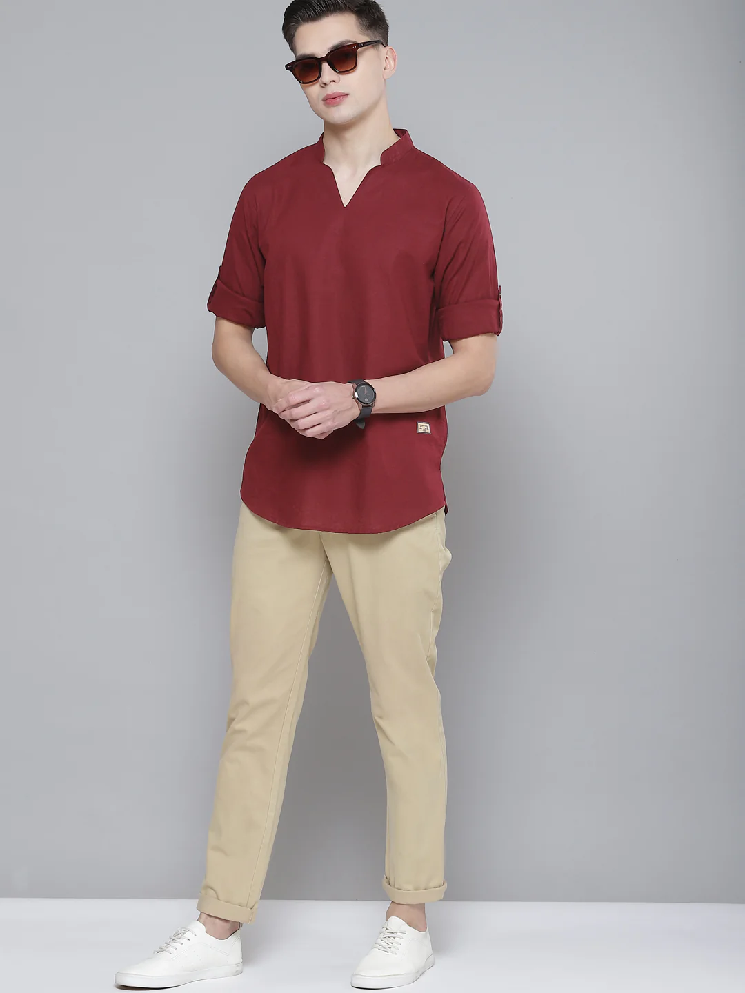 DENNISON Men Maroon Comfort Fit Kurta