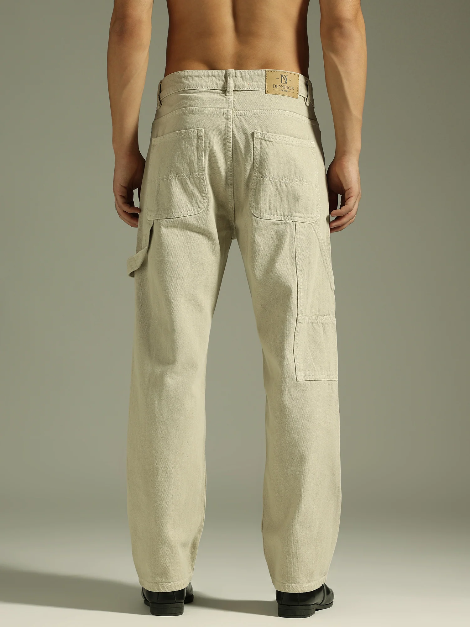 Beige: Baggy Fit Carpenter Jeans