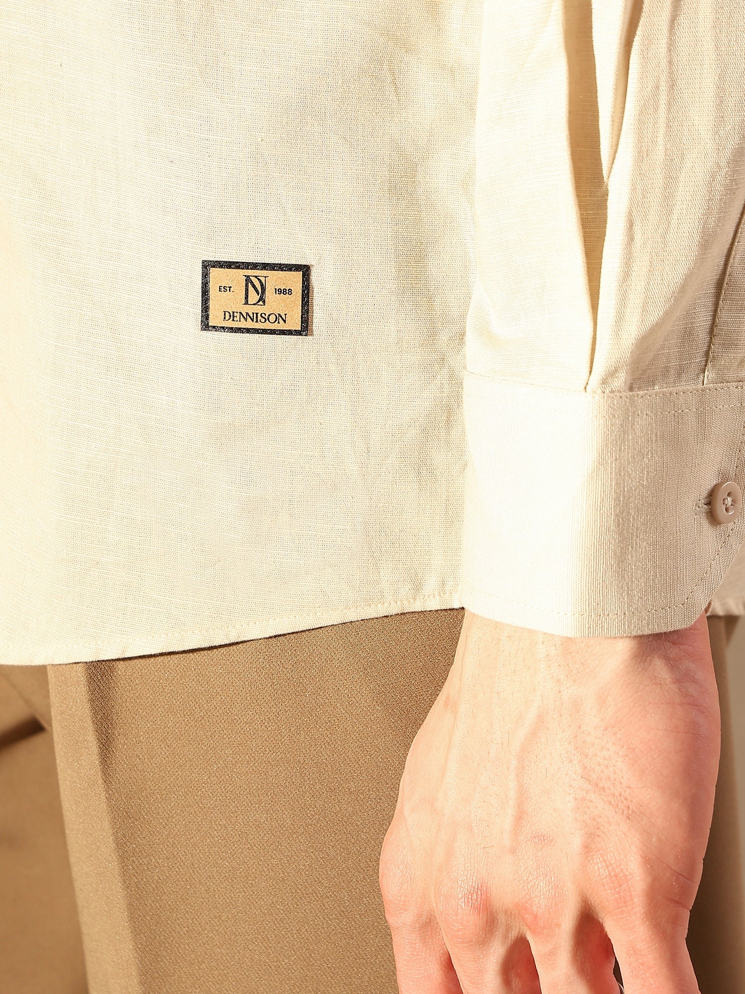 Beige Double Pocket Cotton Linen Shirt