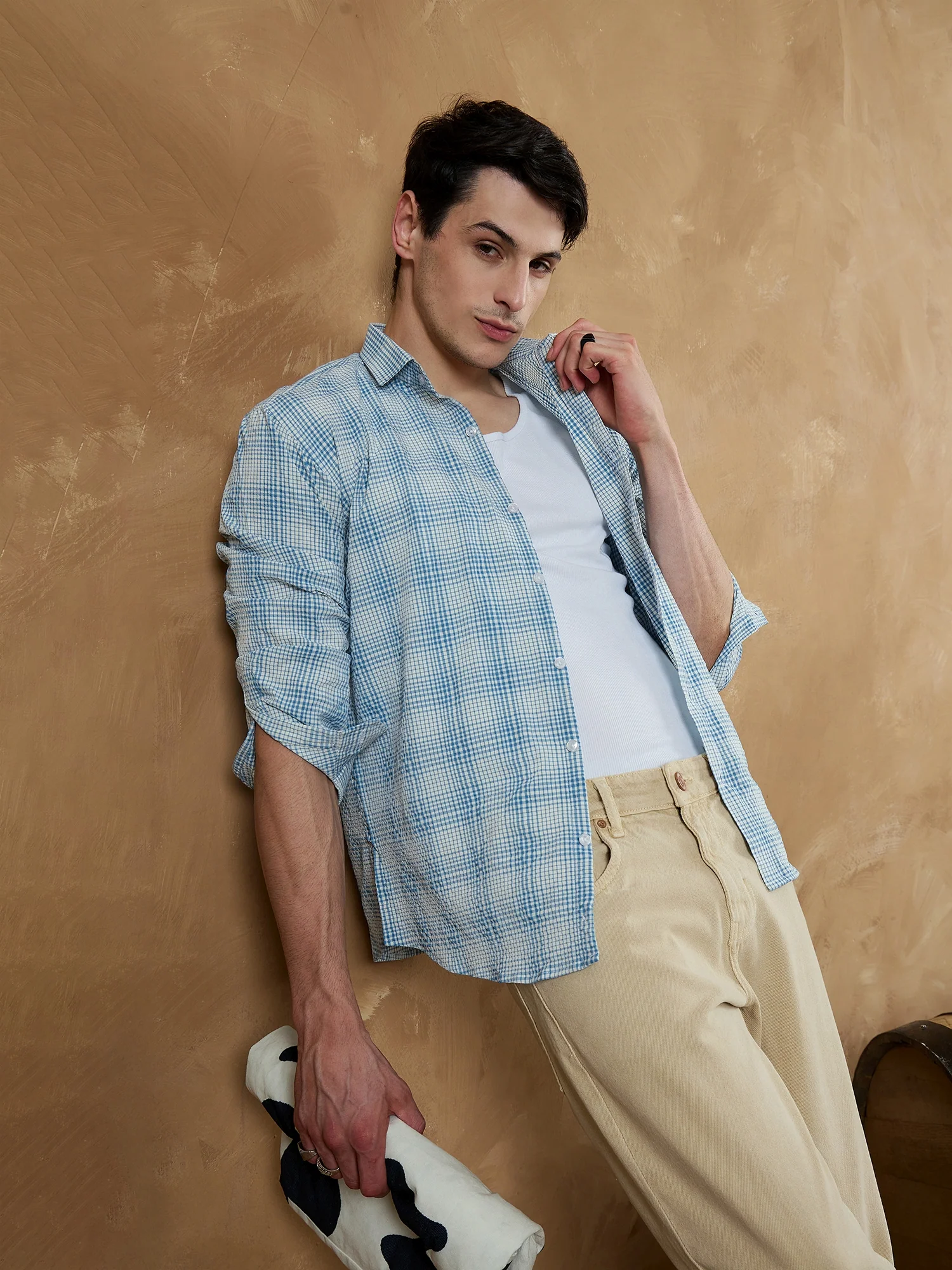Blue & White: Micro Checkered Shirt