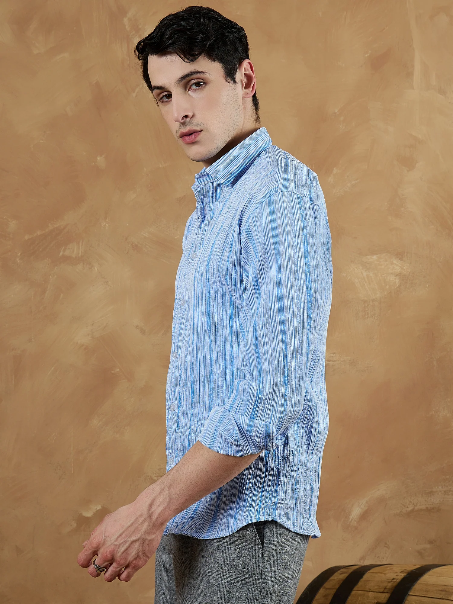 Blue & White: Striped Oversized Casual Shirt