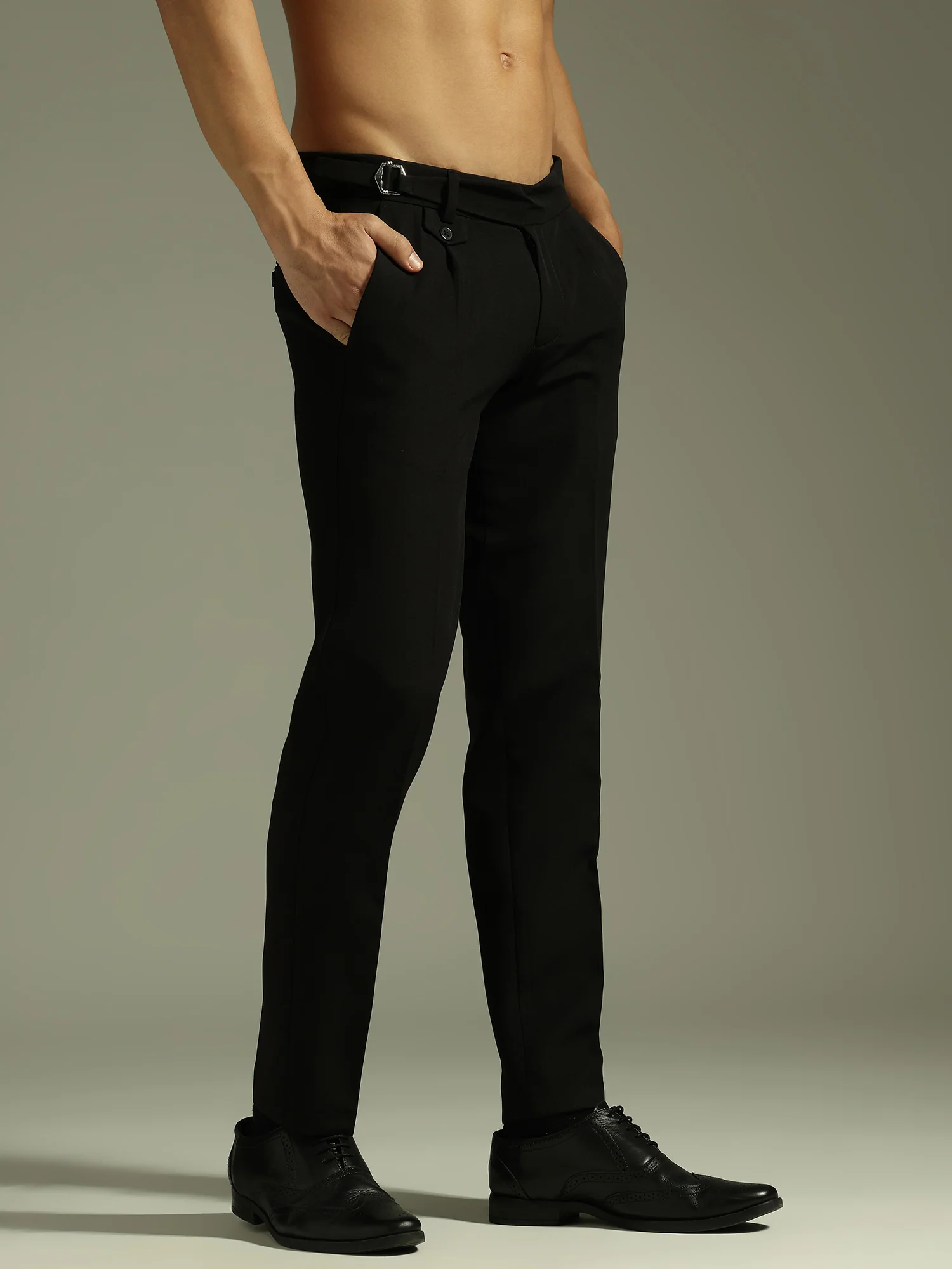 Black: Adjustable Fastening Gurkha Trouser