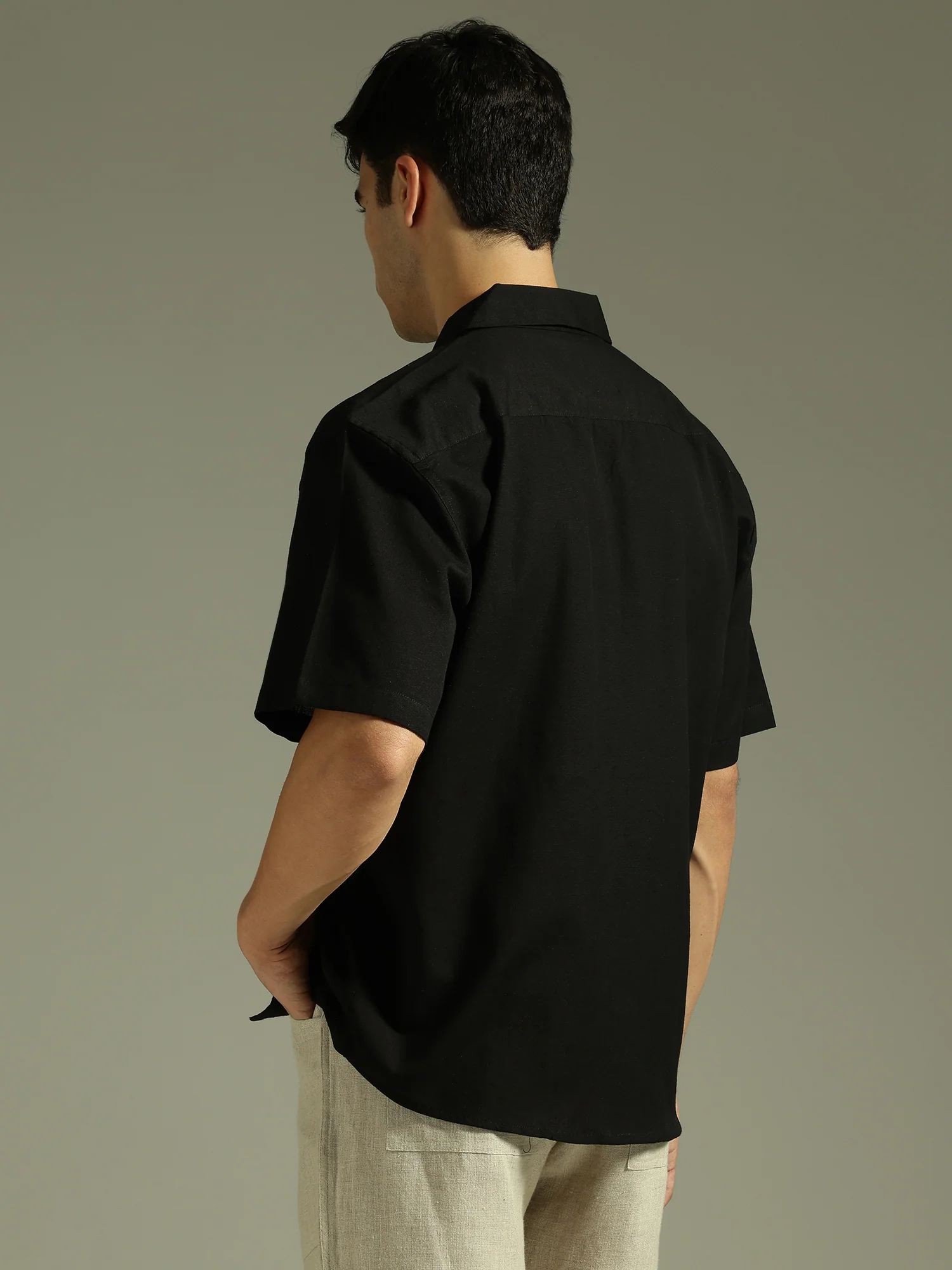 Black & Copper: Embroidered Drop Shoulder Oversized Shirt