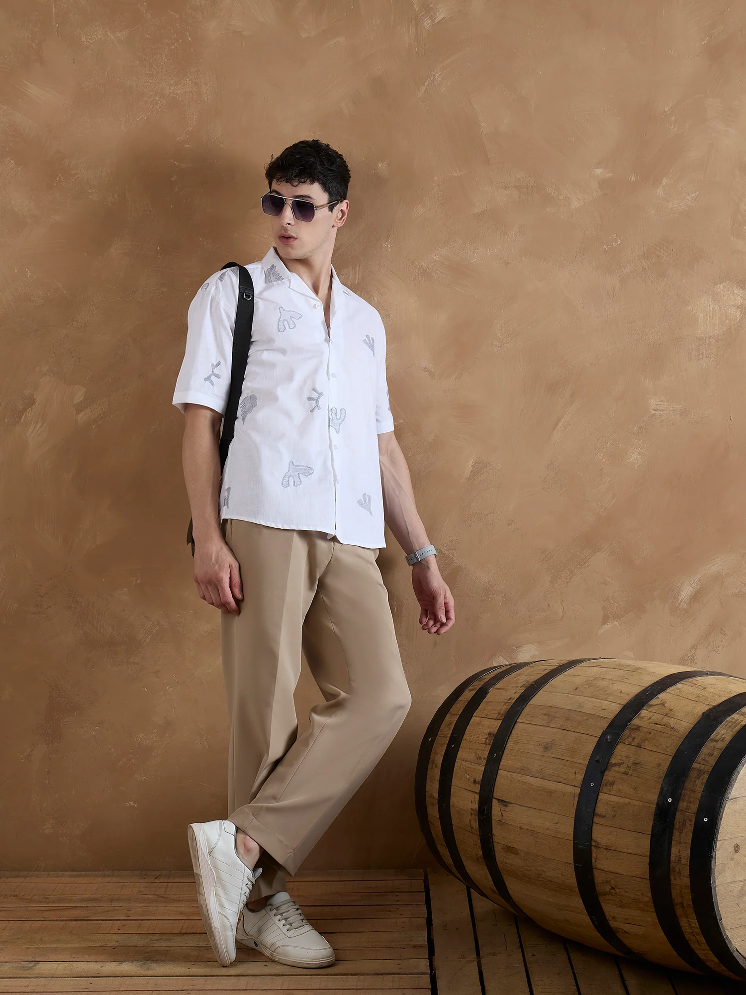 White: Half Sleeves Embroidered Shirt