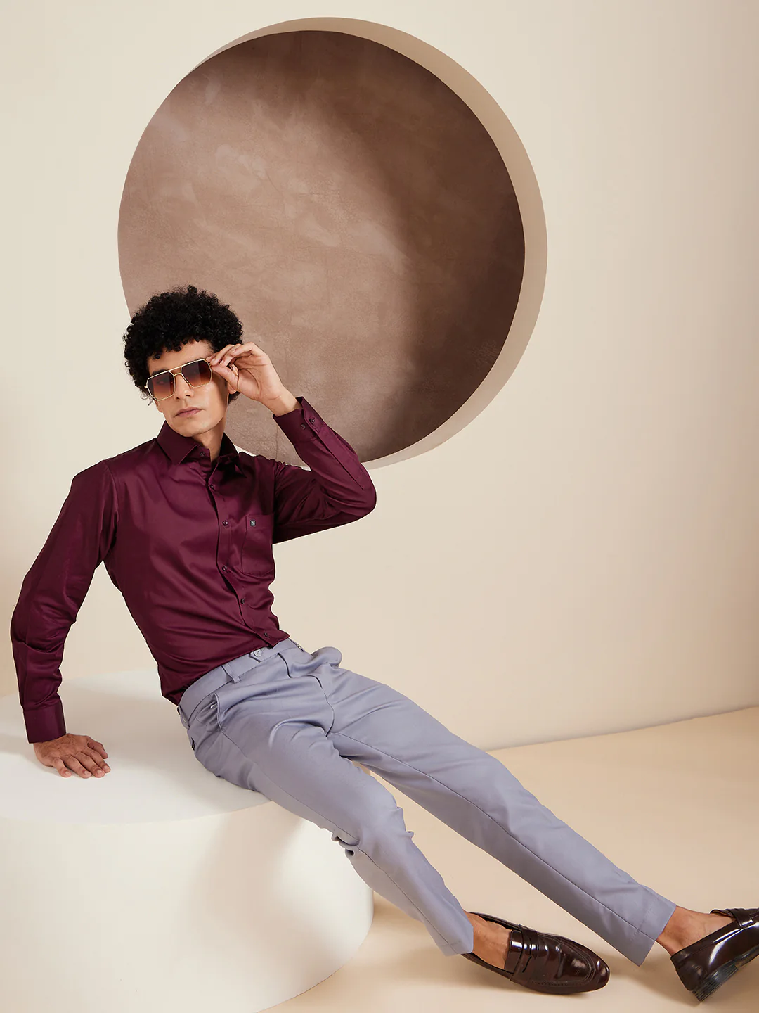 DENNISON Wine Pure Cotton Formal Shirt