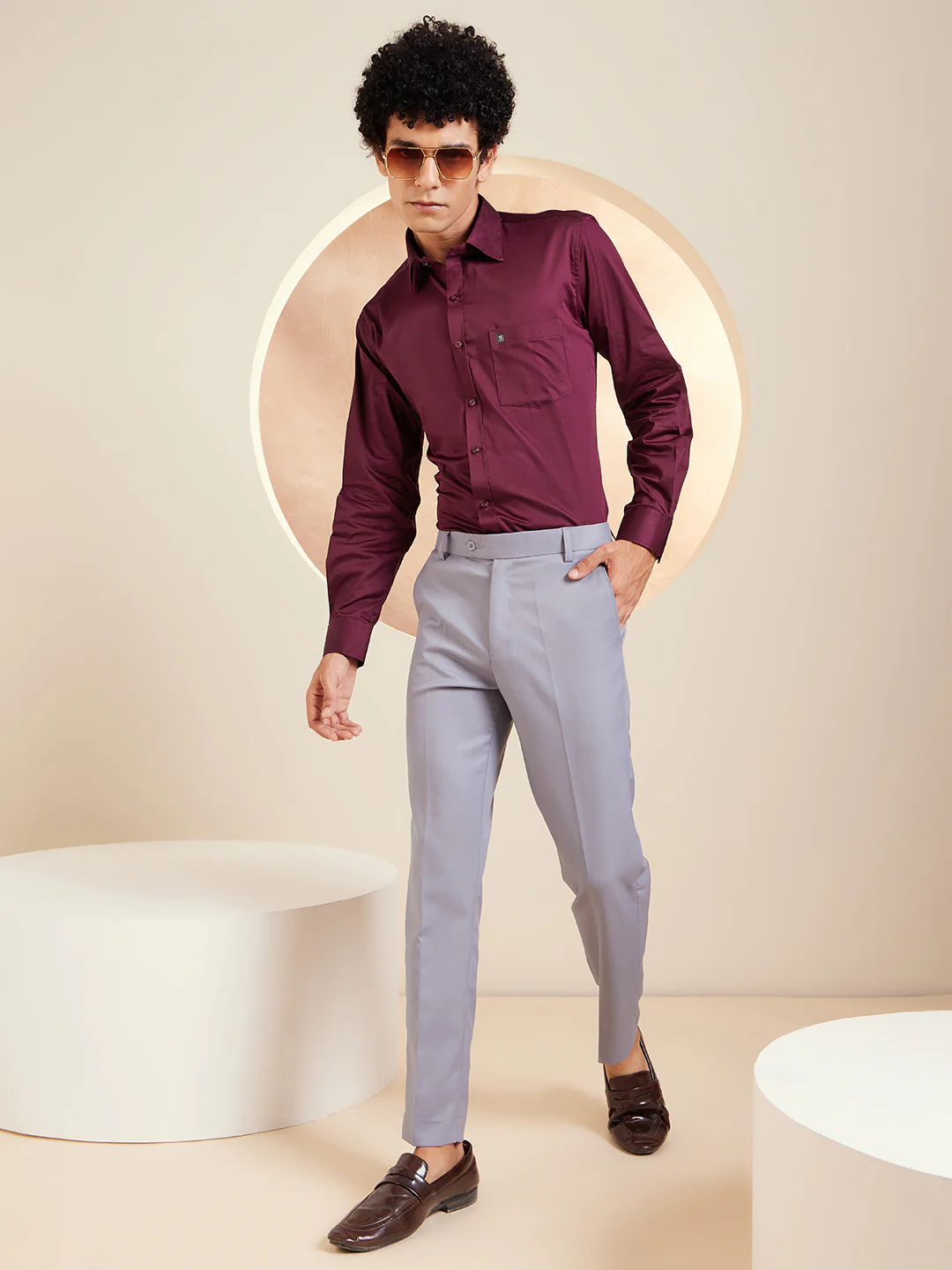 DENNISON Wine Pure Cotton Formal Shirt