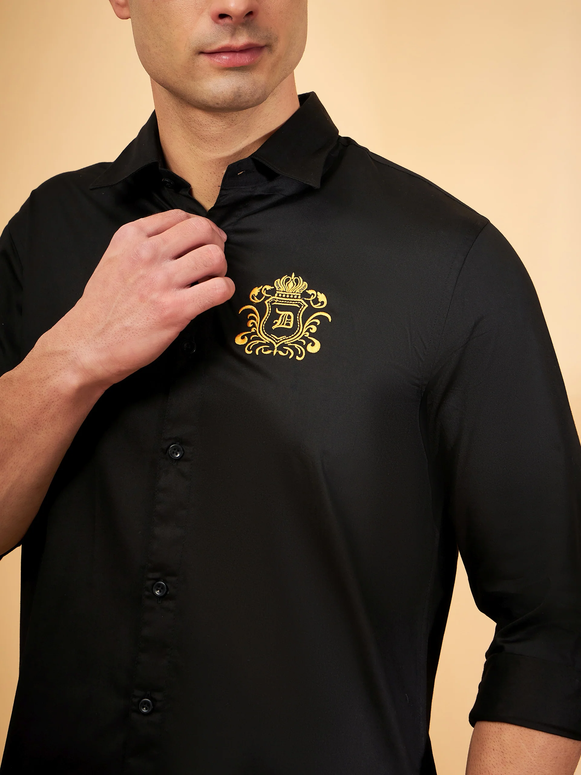 Black: full Sleeves Partywear Shirt