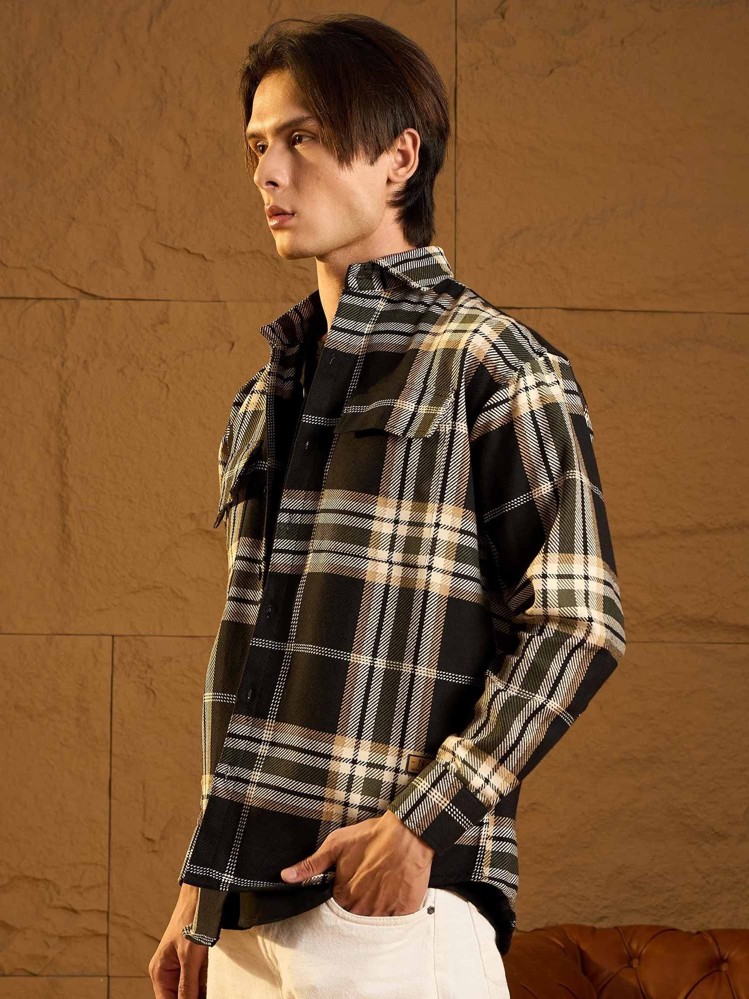 Black & White: Checked Oversized Cotton Shacket